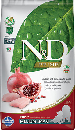 Farmina N&D Prime Grain-Free Dry Dog Food for Puppies - Chicken & Pomegranate Recipe, Medium/Large Breed - Perfect for Growing Puppies & Active Dogs