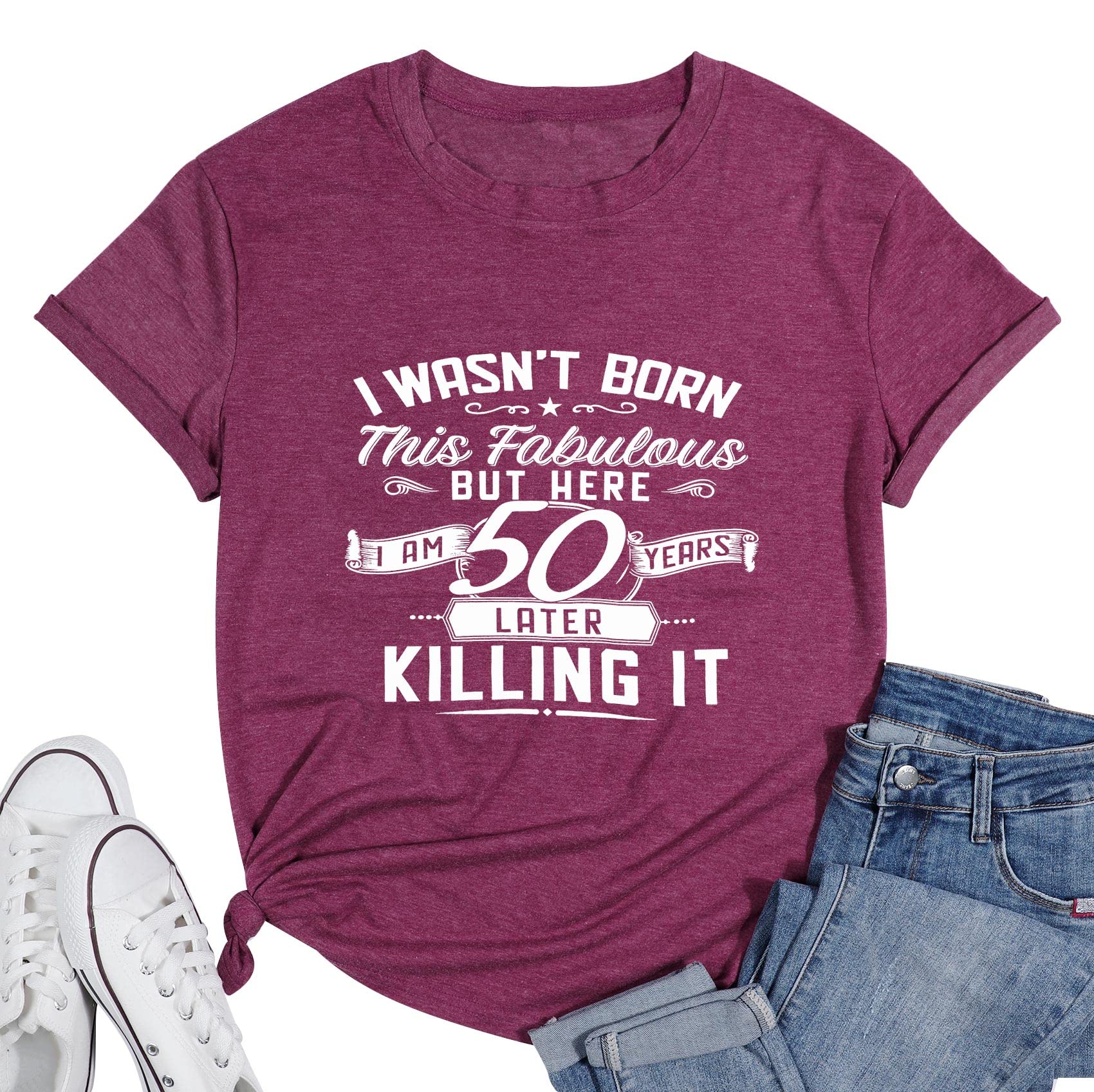 KIDDAD 50th Birthday T-Shirt for Women - Vintage Retro Party Top - Perfect 50th Birthday Gift Idea for Mom, Sister & Friends - Great for Birthday Parties & Celebrations