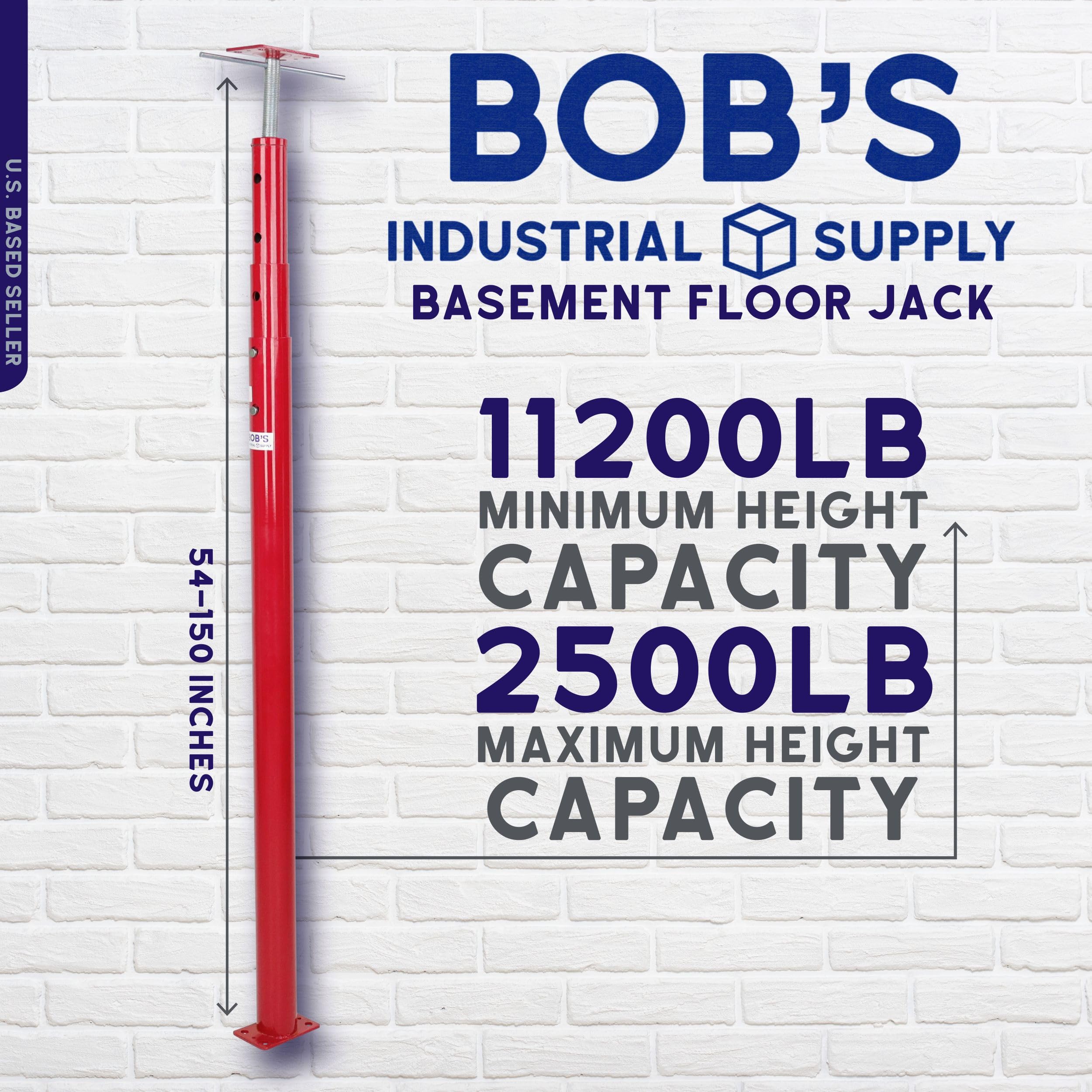 Adjustable Crawlspace Support Jack - 54-150 Inch Heavy Duty Floor Lifting Post for Basement & Cellar Ceiling - Screw Pole Jack Beam Brace (1 Pack) - Perfect for Home Renovation, Foundation Repair and Structural Support