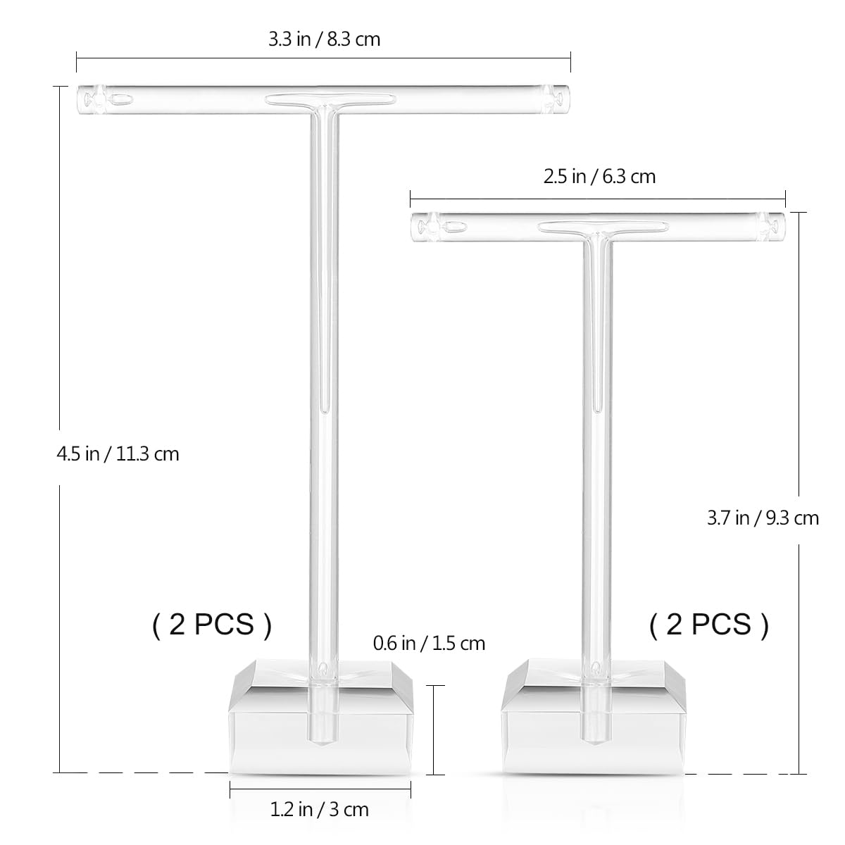 4-Piece Clear Acrylic Earring Stand - Jewelry Display Holder for T-Bar Earrings, Necklaces, Bracelets & Rings | Perfect for Boutique, Retail Store and Home Jewelry Organization