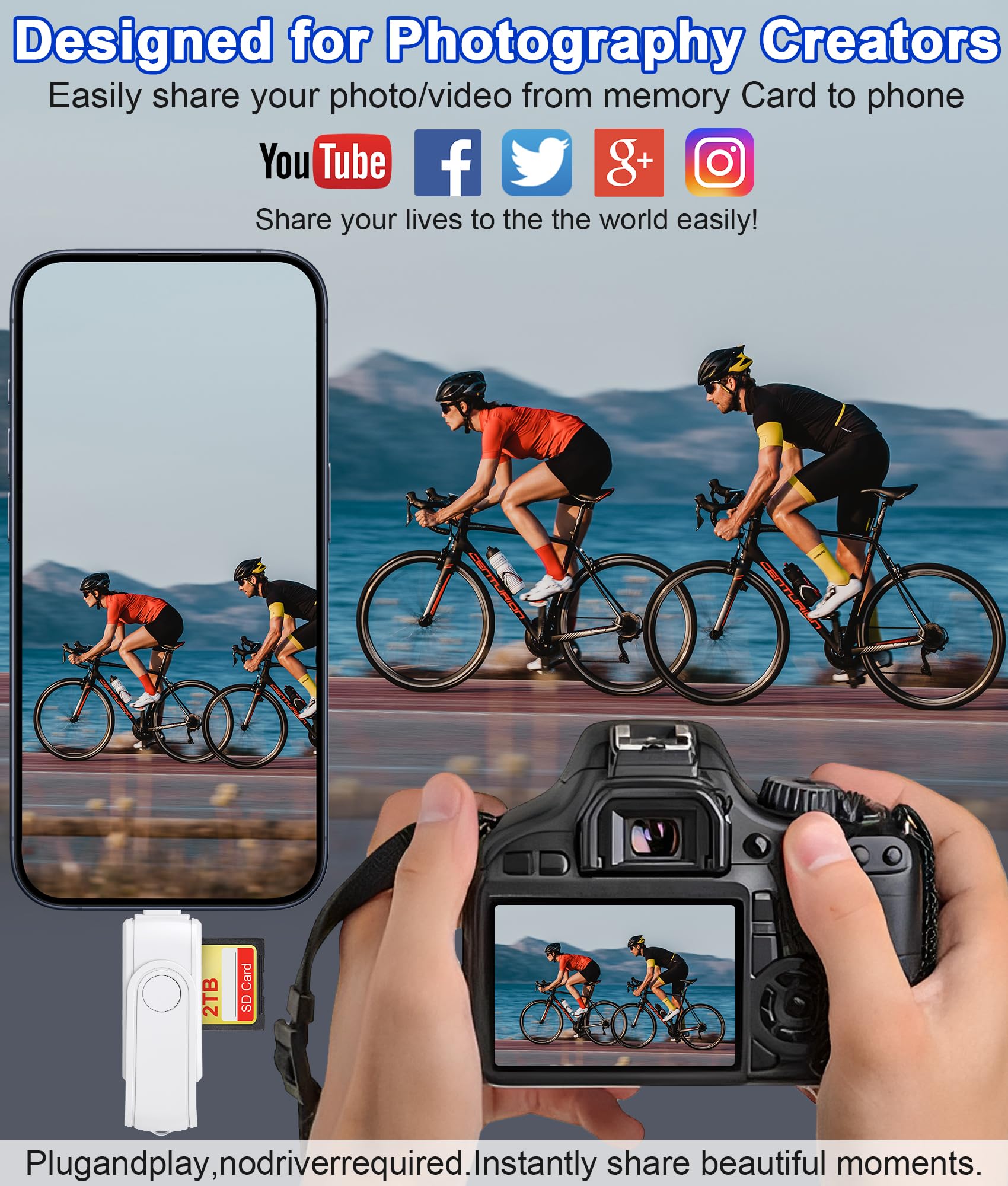 Lightning & USB C Dual Connector SD Card Reader for iPhone 16/15/14/iPad Pro/Android - Plug & Play OTG Micro SD/SD Card Adapter, No App Required - Perfect for Travel, Photography & File Transfer