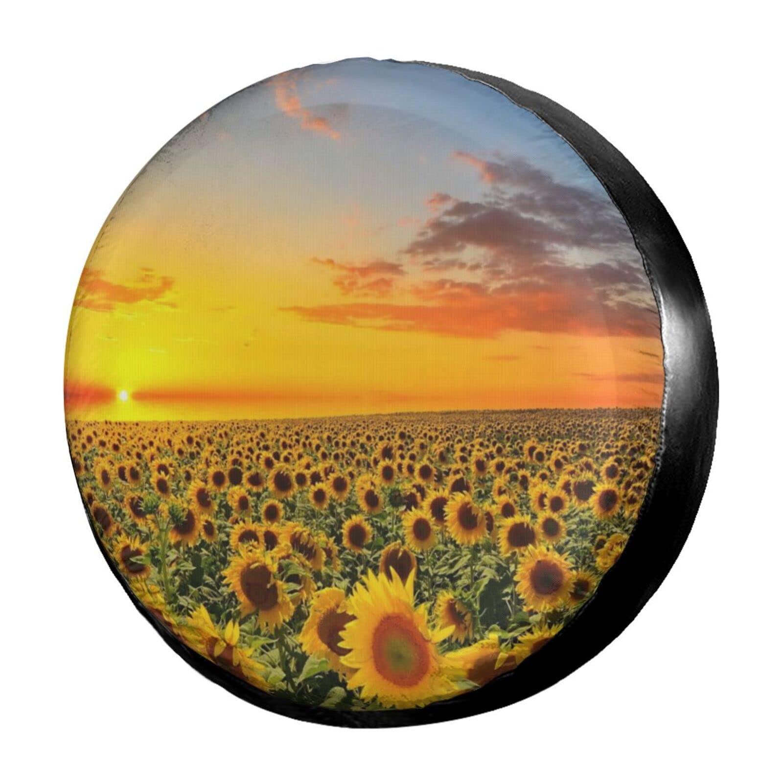 Sunflower Sunset Spare Tire Cover - 14 Inch Dust-Proof Wheel Protector for Trailers, RVs, SUVs & Vehicles | Perfect for Road Trips & Outdoor Adventures