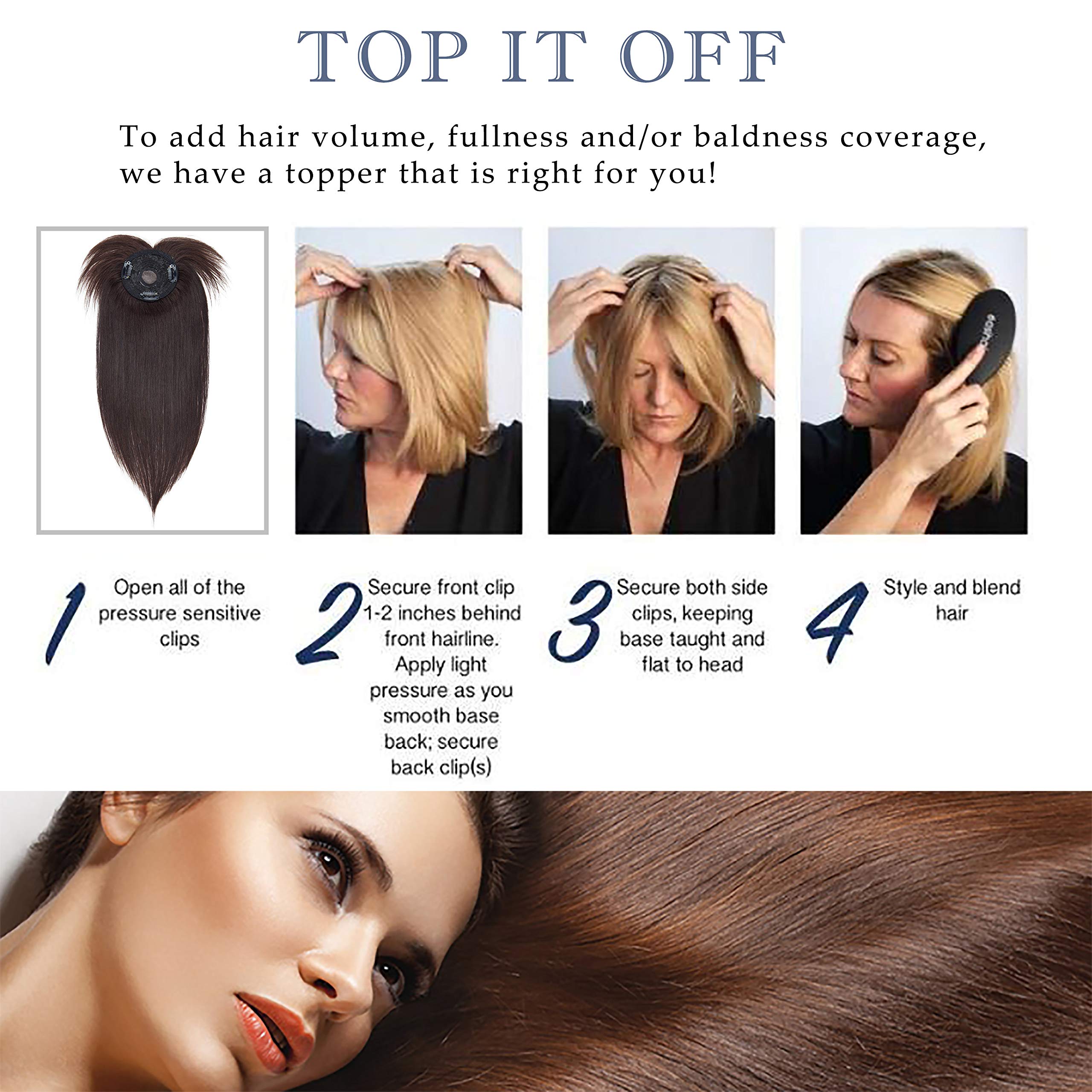 150% Density Human Hair Toppers with Bangs - Mono Base Clip-in Hairpiece for Women with Thinning Hair, Gray Hair & Hair Loss - 14 Inch 38g Dark Blonde - Perfect for Daily Wear, Special Occasions & Hair Volume Enhancement