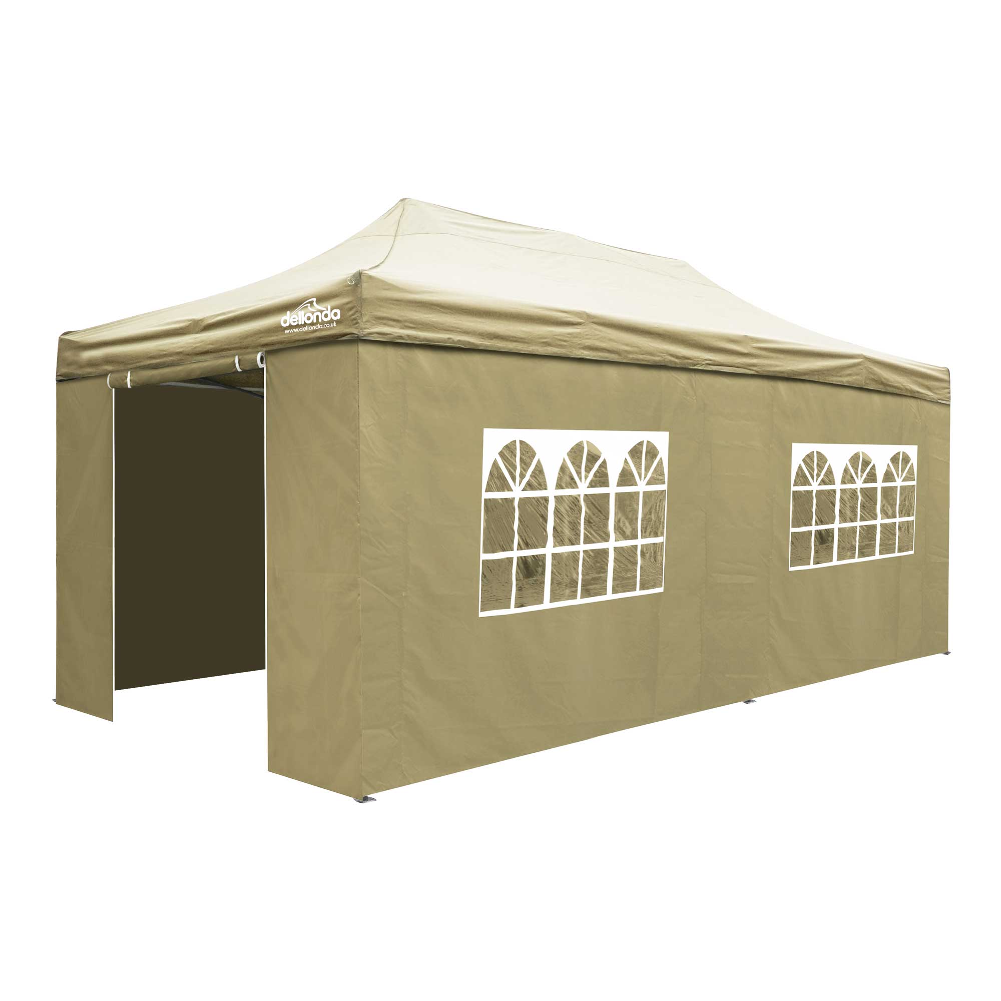 Premium 3x6m Pop Up Gazebo with Waterproof Side Walls, Carry Bag, Stakes & Weight Bags - Beige DG172 - Perfect for Outdoor Parties, Camping, Beach & Backyard Events