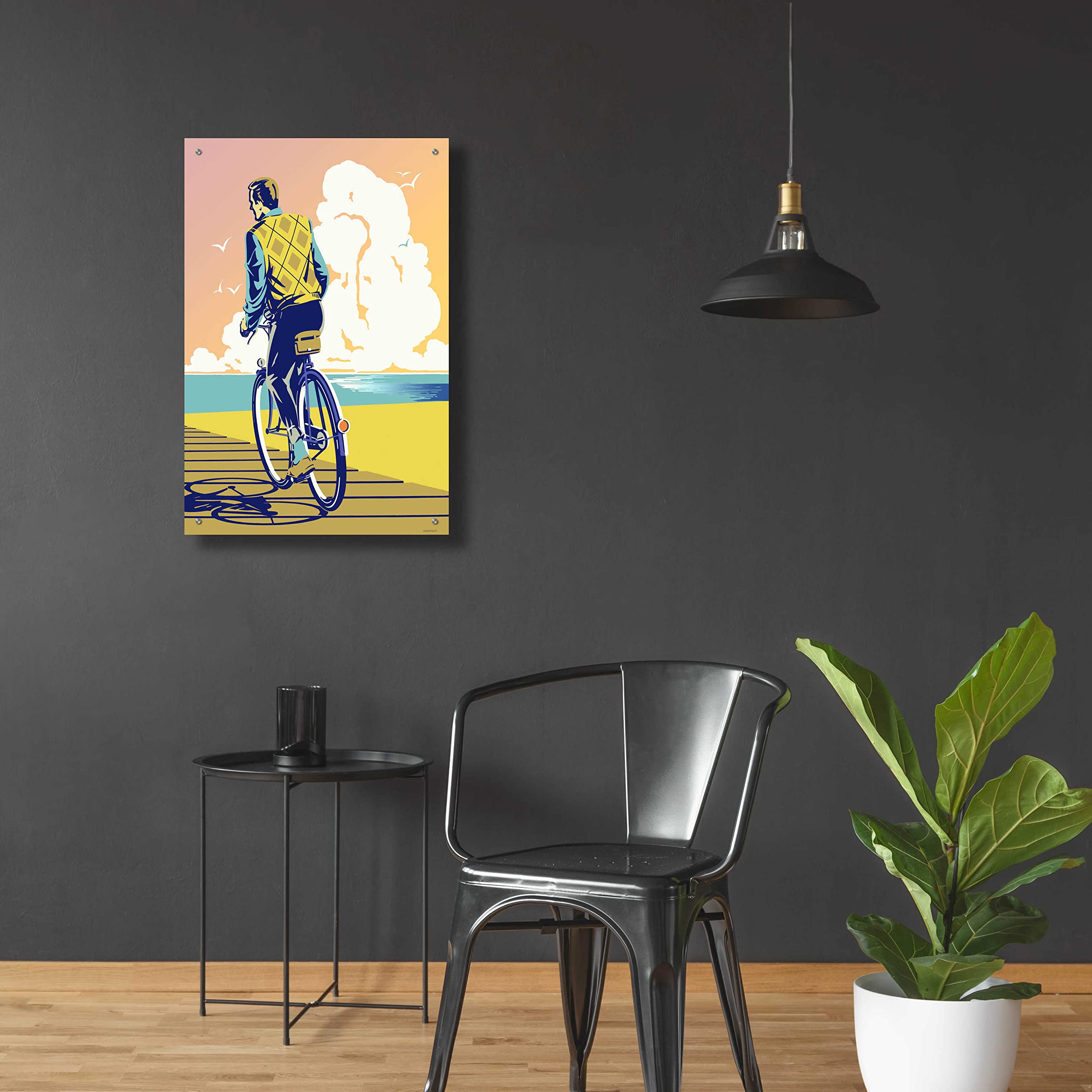 Epic Art 'Beach Bike' by David Chestnutt - Vibrant Acrylic Glass Wall Decor 24x36 Inches - Perfect for Living Room, Bedroom or Beach House Decor