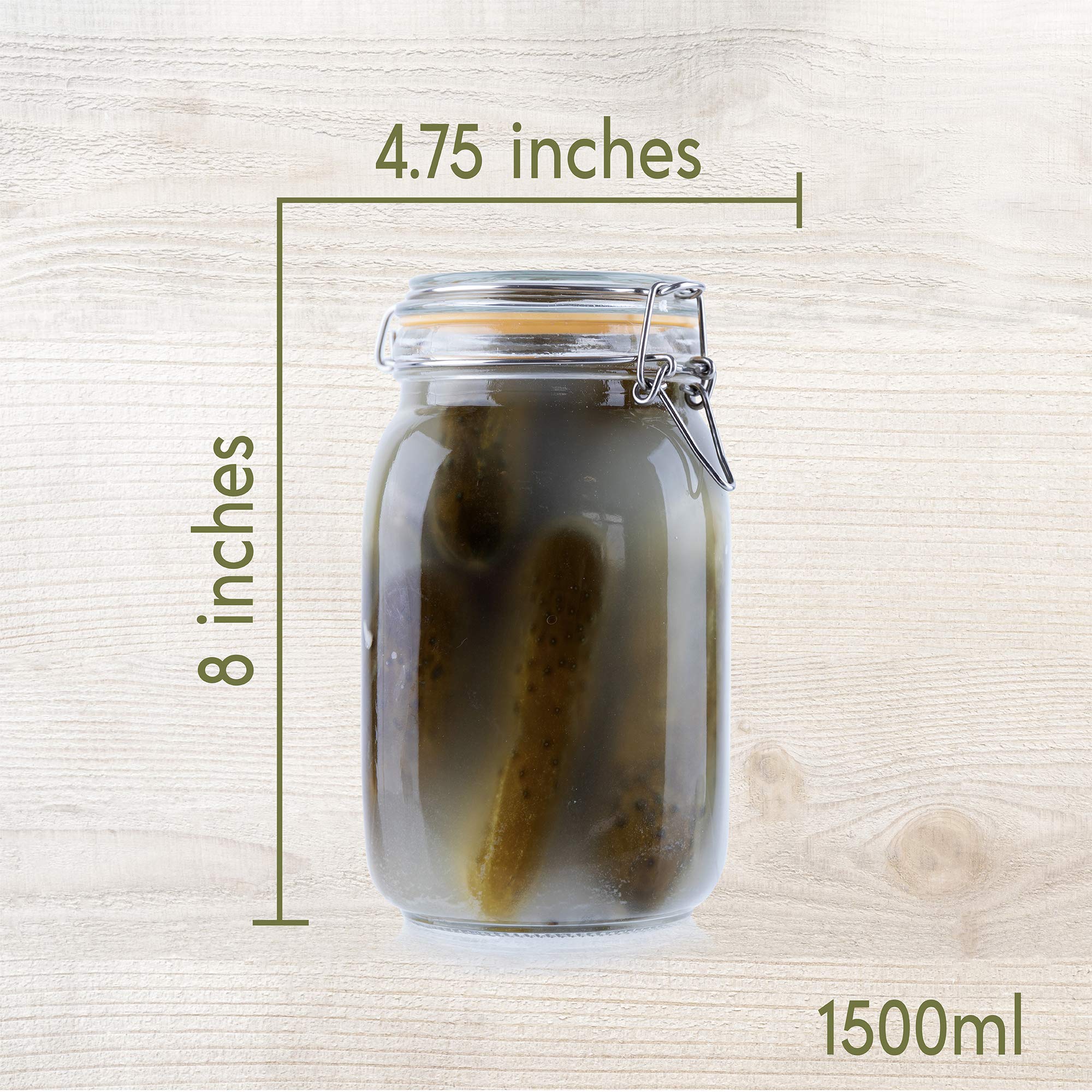 **Galashield 50 oz Airtight Glass Jars with Lids - Leak-Proof Food Storage Containers for Kitchen, Pantry & Meal Prep - Perfect for Dry Goods, Spices, Coffee & More**