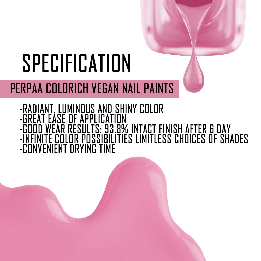 PERPAA Colorich Vegan Nail Polish - Baby Pink (10ml) | Quick Dry, High Shine, Long Lasting & Chip Resistant | Cruelty-Free & Non-Toxic Formula | Perfect for Everyday Wear, Date Nights & Special Occasions