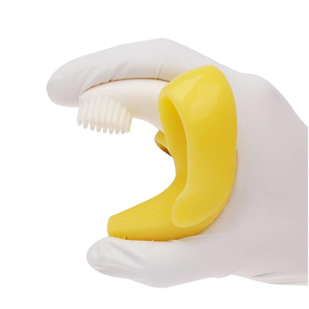 Kritiu Banana-Shaped Baby Brush & Pacifier Set - Soft Silicone Teether Toy for Infants | BPA-Free, Non-Toxic & Easy to Clean | Perfect for Soothing Sore Gums & Oral Care (Yellow) | Ideal for Newborns, Toddlers & Travel Use