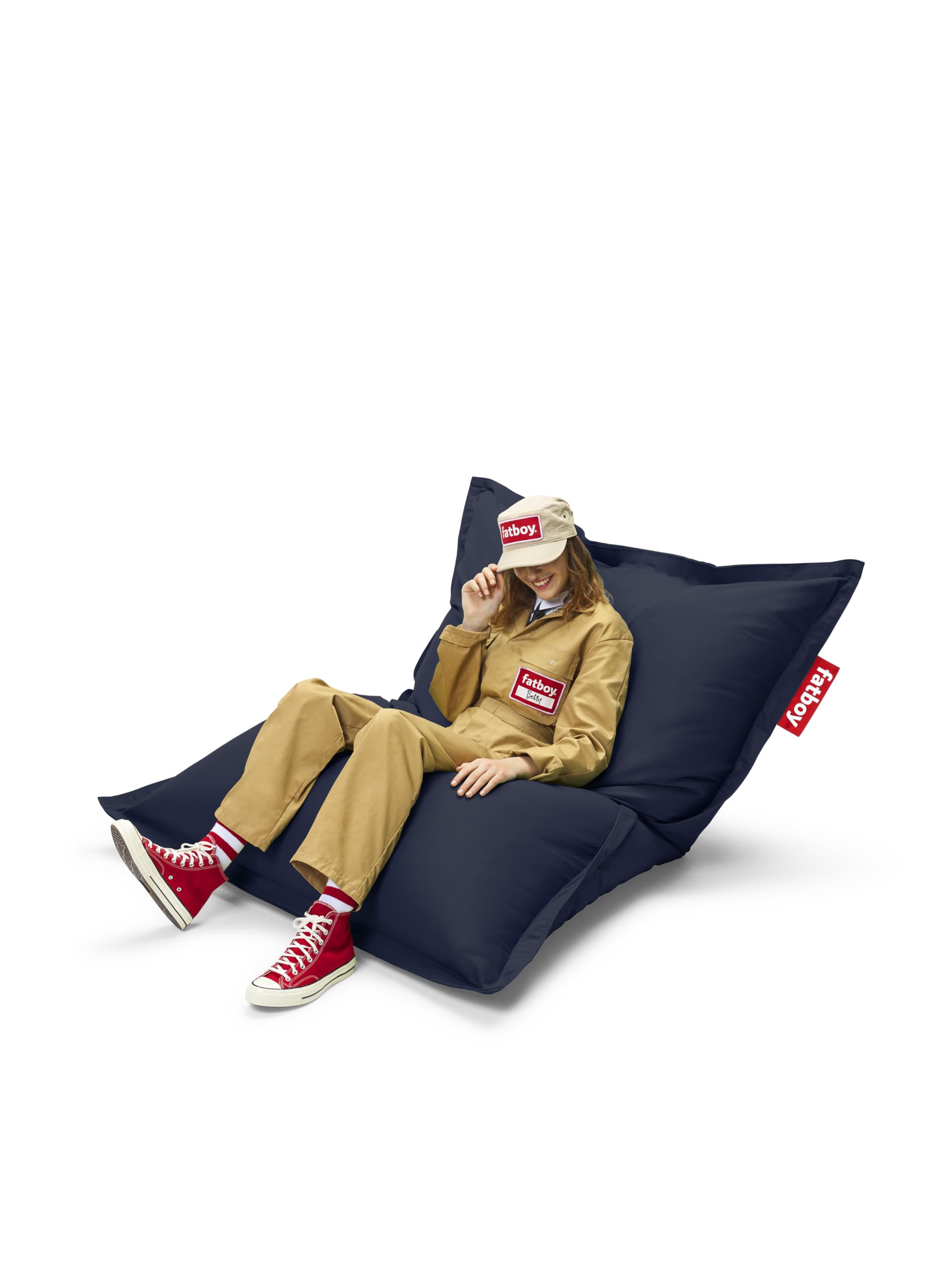 Fatboy Slim Outdoor Bean Bag Chair - Waterproof, Comfortable & Durable - Medium Size in Dark Ocean Blue - Perfect for Patio, Poolside & Backyard Relaxation