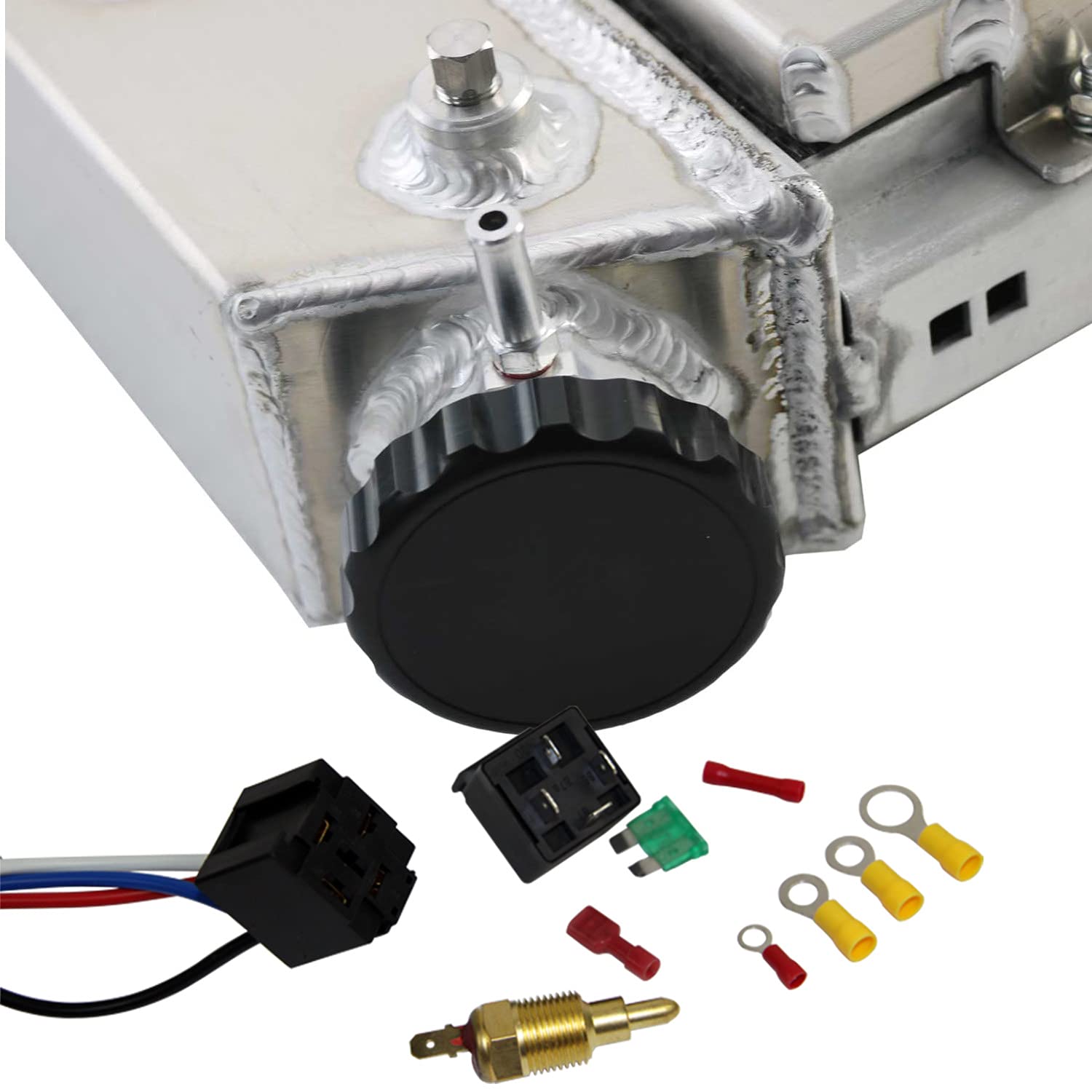 ECMRAD 4-Row Aluminum Radiator for 1982-1987 Chevrolet El Camino & Grand Prix - High Performance Cooling with Shroud Fans Combo - Perfect for Street Racing, Hot Rods & Classic Car Restoration