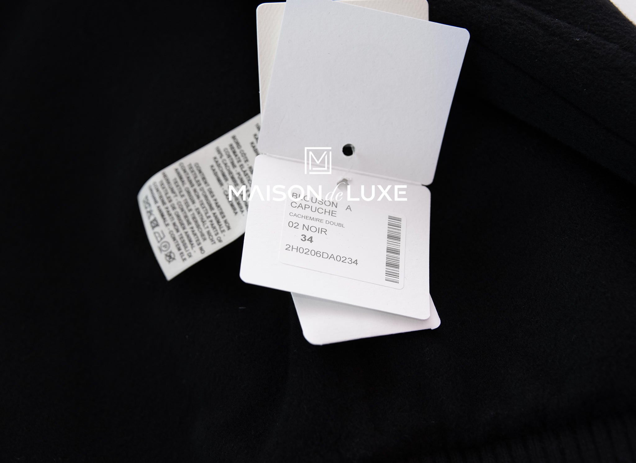 Hermes Black Cashmere Hooded Jacket Size 34 - Luxurious Winter Coat for Women | Perfect for Office, Travel & Formal Occasions