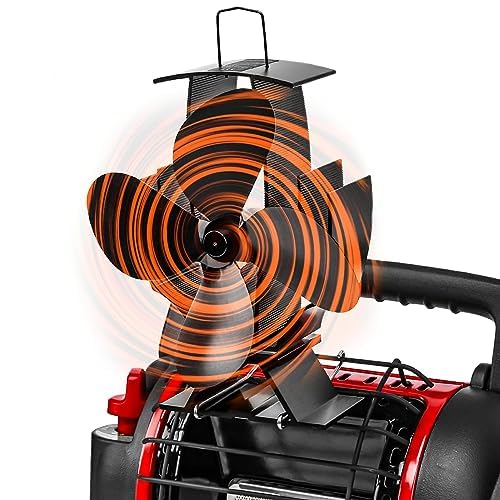 Uniflasy 4-Blade Heat Powered Wood Stove Fan with Extra Bracket - Compatible with Buddy Heater, Mr. Heater, Wood Burning Stoves, Pellet & Log Burners - Efficient Thermal Fireplace Fan for Home Heating & Energy Savings | Perfect for Cabin, RV, Camping & Winter Warmth