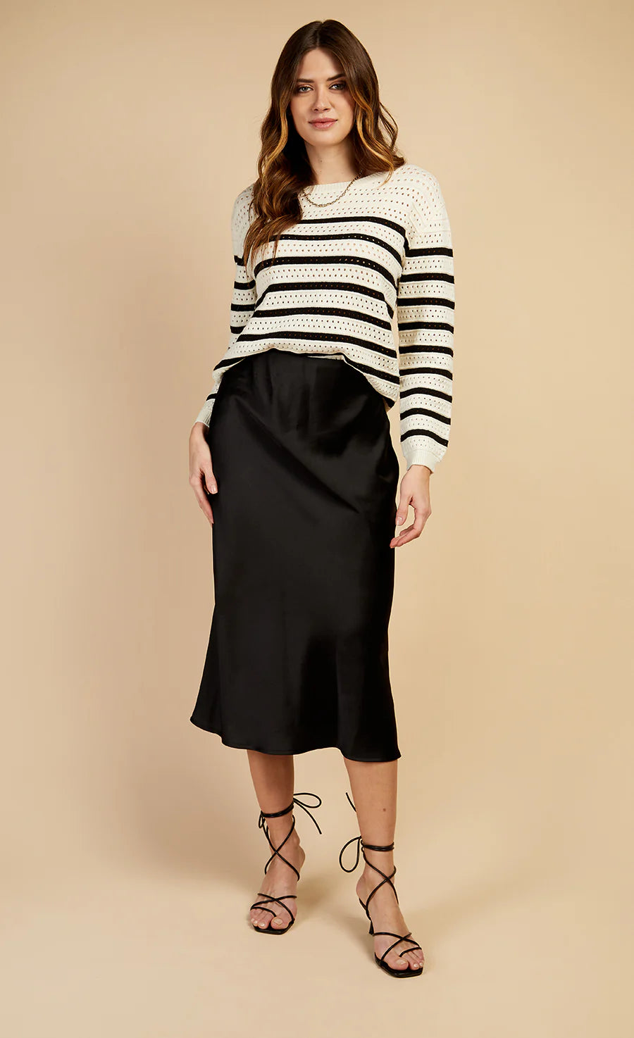 Elegant Marnie Satin Skirt in Black - Women's High Waist Party Dress for Evening Events & Special Occasions