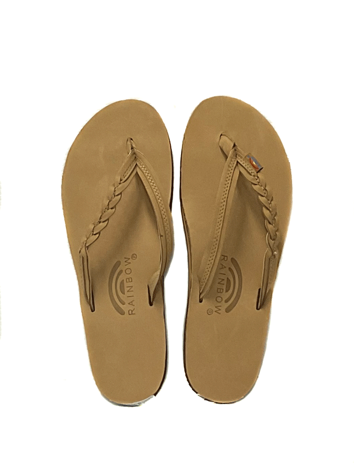 Rainbow 301ALTSB SRBR Women's Flirty Braidy Single Layer Premier Leather Sandals - Sierra Brown | Comfortable Casual Summer Sandals for Beach, Walking & Everyday Wear