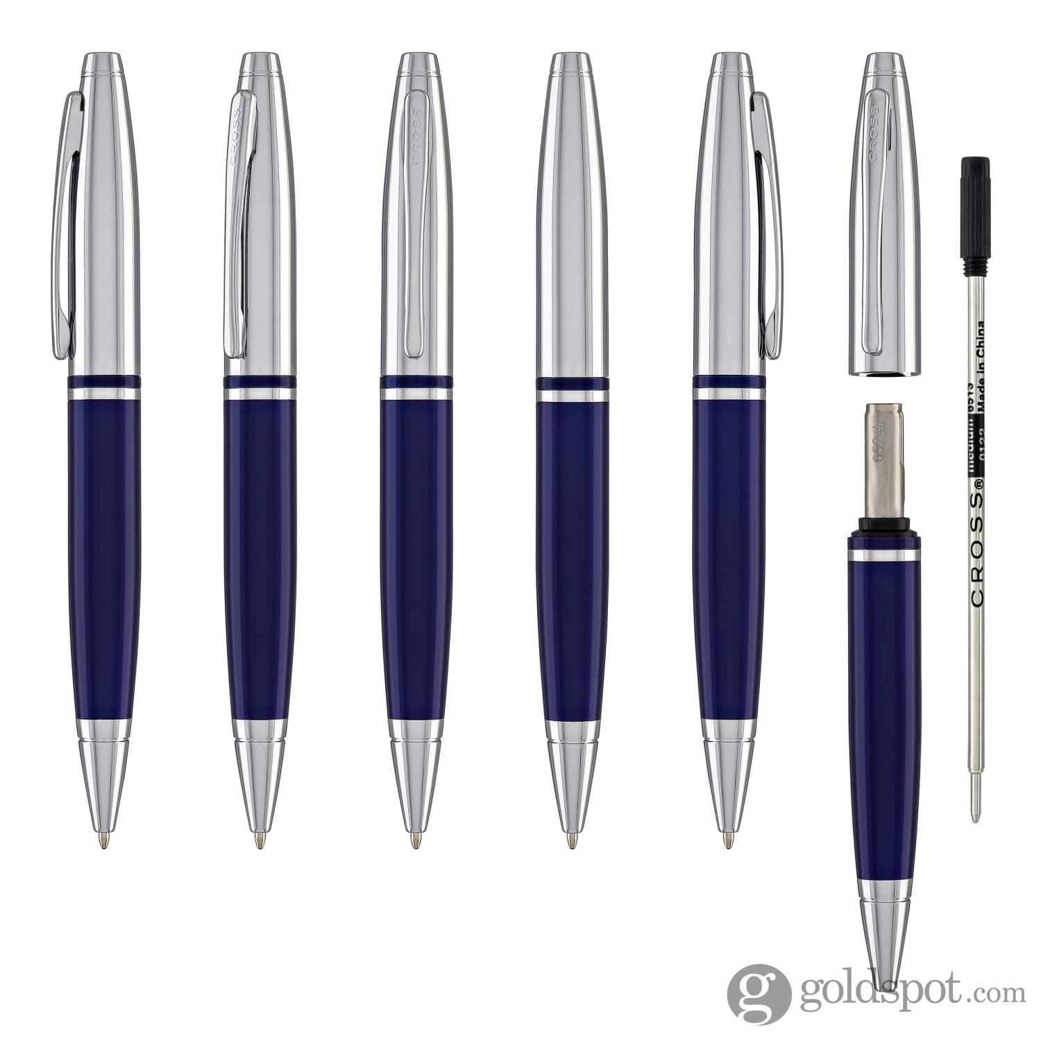 Premium Cross Calais Blue Ballpoint Pen with Chrome Trim - Elegant Writing Instrument for Office, School & Gift Giving