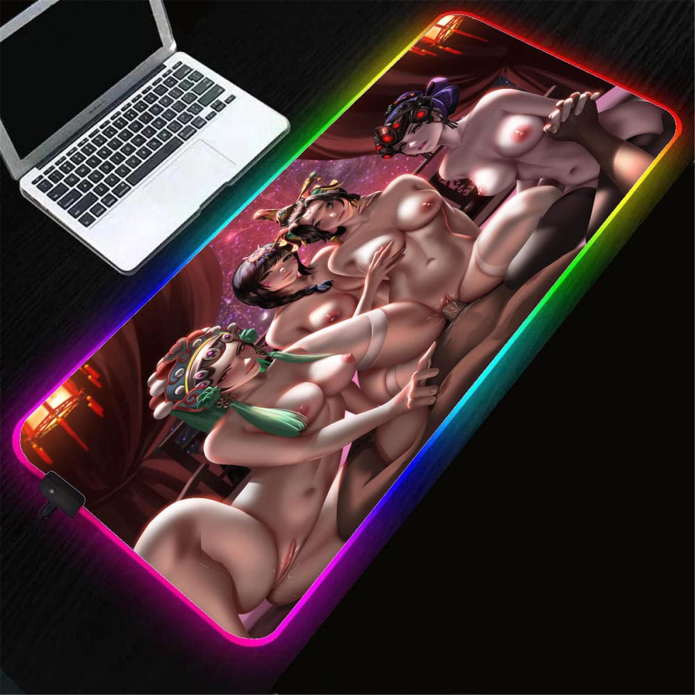 Anime Girls RGB Gaming Mouse Pad - LED Glowing 7-Color XXL Large Desk Mat (24x12 Inch) for PC, Laptop & Keyboard | Waterproof Non-Slip Mousepad for Gamers, Office & Home Use