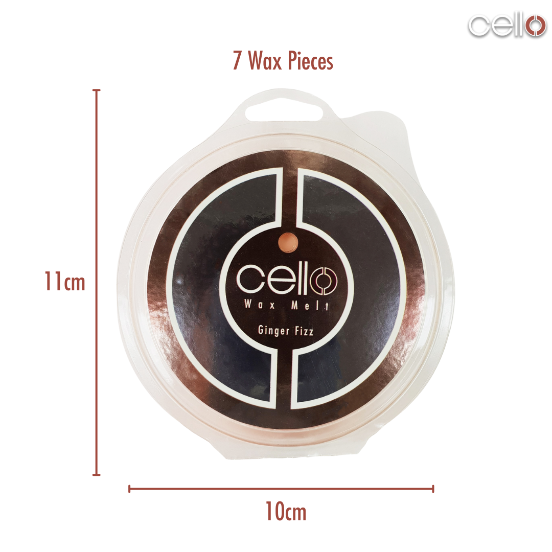 Premium Cello Wax Melts - Ginger Fizz Scented Wax Cubes for Warmers | Home Fragrance for Relaxation, Aromatherapy & Stress Relief