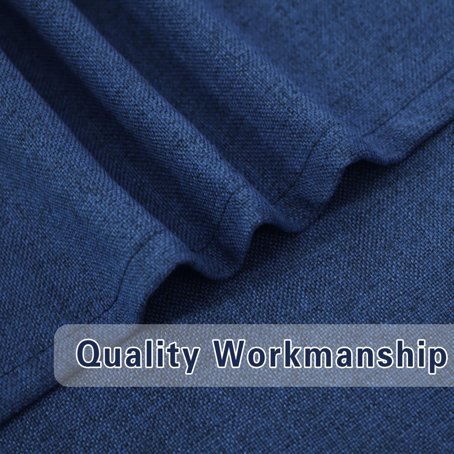 UPOPO 30 Inch Short Curtains for Kitchen Sink - Linen Textured Half Window Curtains with Rod Pocket, Navy Blue, Set of 2 - Perfect for Cafe, Caravan, Bathroom, Basement & Small Windows