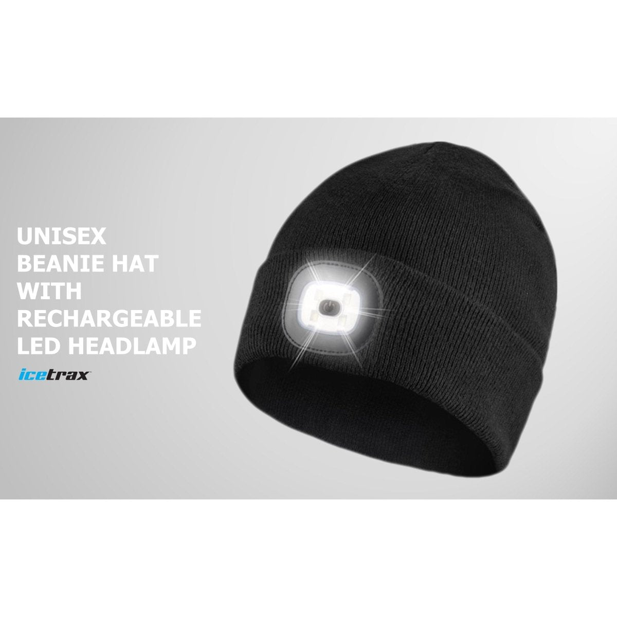 Icetrax LED Light Up Beanie - Winter Knit Hat with Built-in Lights for Outdoor Activities, Night Running, and Camping