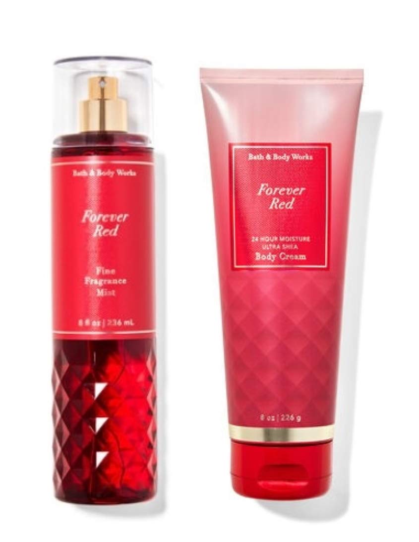 Bath & Body Works Forever Red Gift Set - Fine Fragrance Mist & Body Cream Duo (Packaging May Vary) | Romantic Date Night & Special Occasion Gift for Her