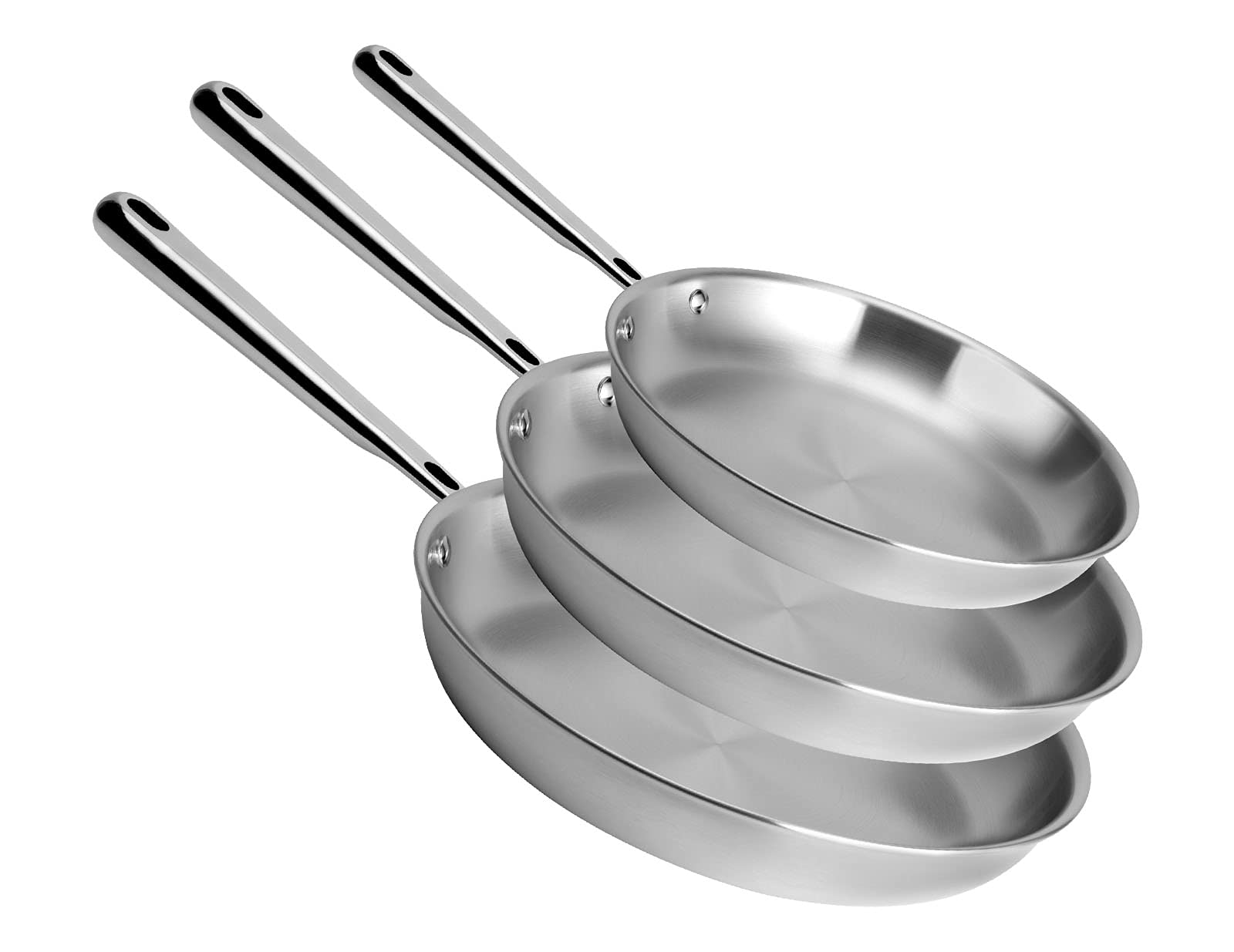 Misen 5-Ply Stainless Steel Frying Pan - Professional Grade Skillet for Home & Restaurant Cooking - 8, 10, 12 Inch Nonstick Surface - Perfect for Searing, Sautéing & Frying Steak, Eggs & Vegetables