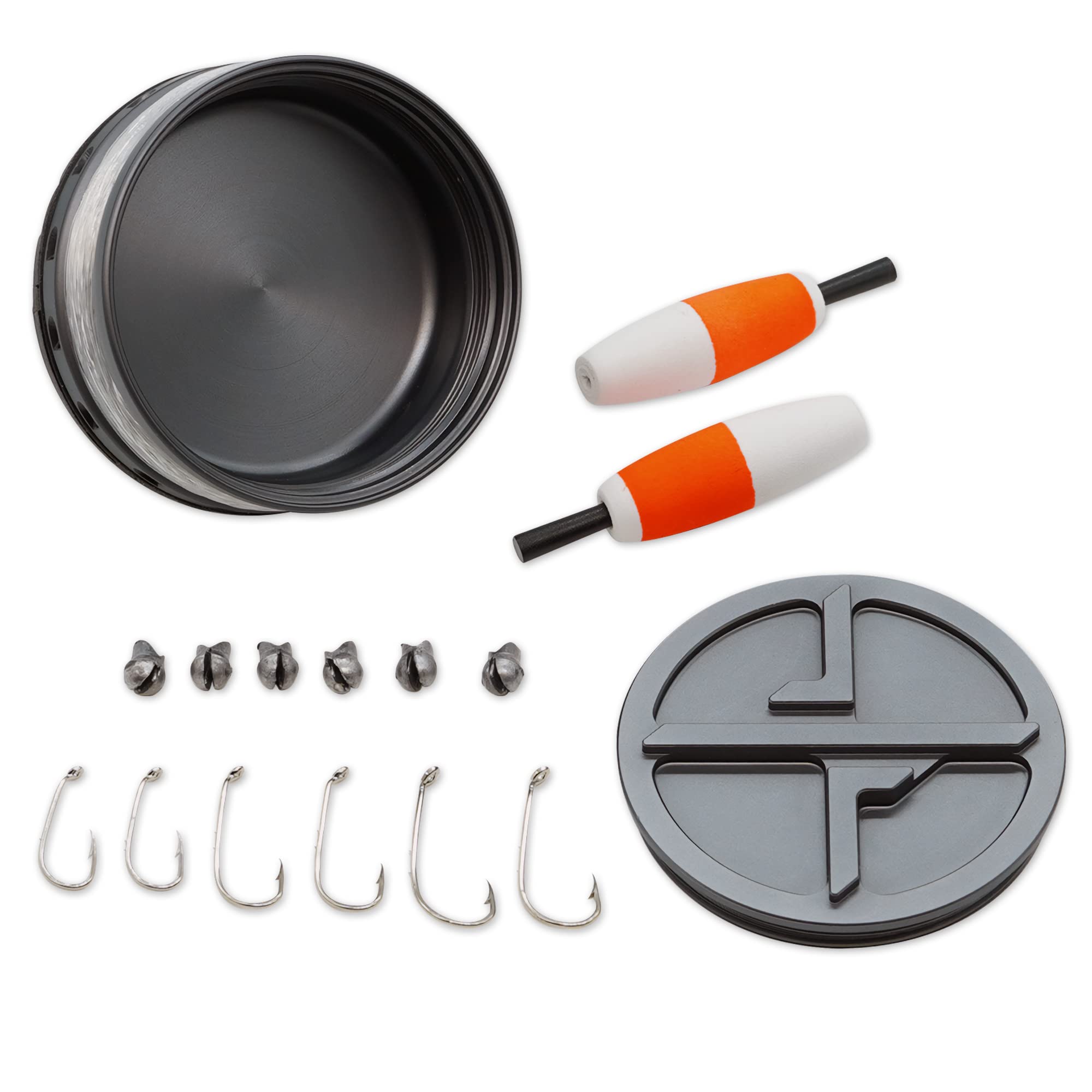 Exotac xREEL Compact Survival Fishing Kit with Tackle Storage - Portable Handline Fishing Gear for Emergency & Outdoor Adventures - Includes 6 Hooks, 6 Split Shot, 2 Floats & TPE Finger Strap for Better Control - Ideal for Camping, Hiking, Bug Out Bags & Survival Situations