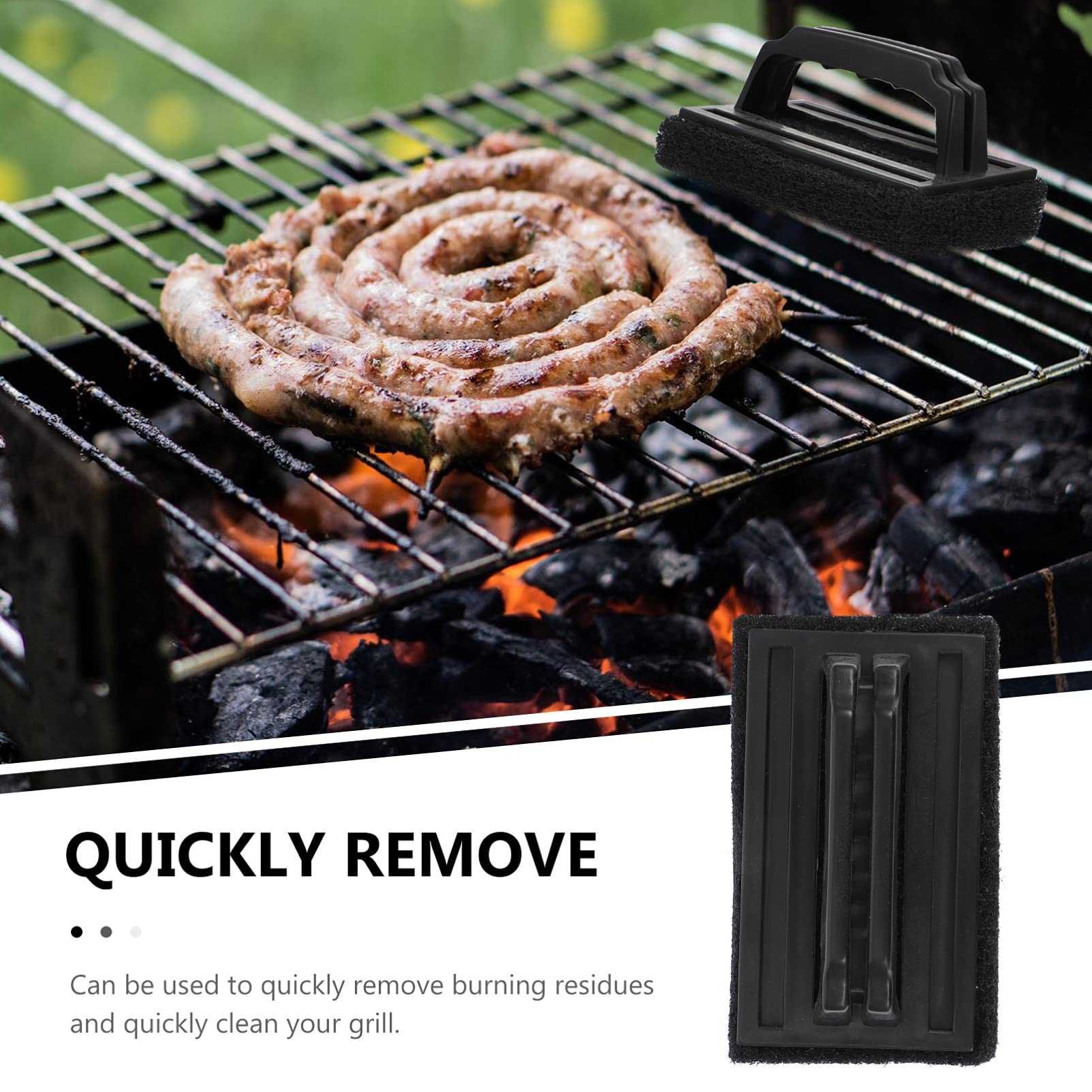 3-Pack Hemoton Grill Cleaning Brush Set - Heavy Duty BBQ Scrubber Pads with Replaceable Scraper, Bristle-Free Grill Brush for Outdoor Gas & Charcoal Grills - Perfect for Backyard BBQs, Camping & Tailgating