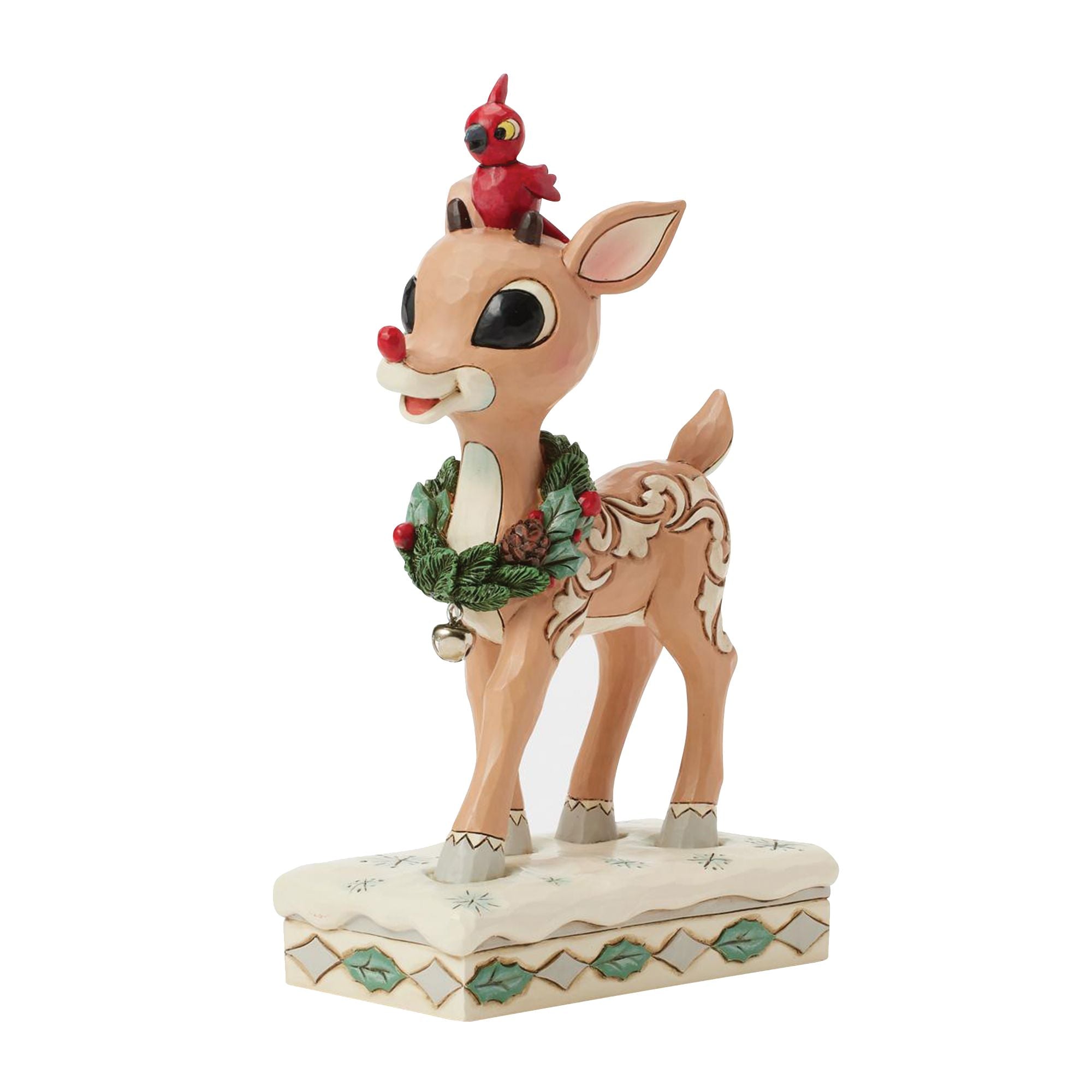 Woodland Rudolph with Red Bird - Handmade Christmas Decoration for Holiday Tree & Home Decor - Perfect for Festive Gifts & Winter Wonderland Displays