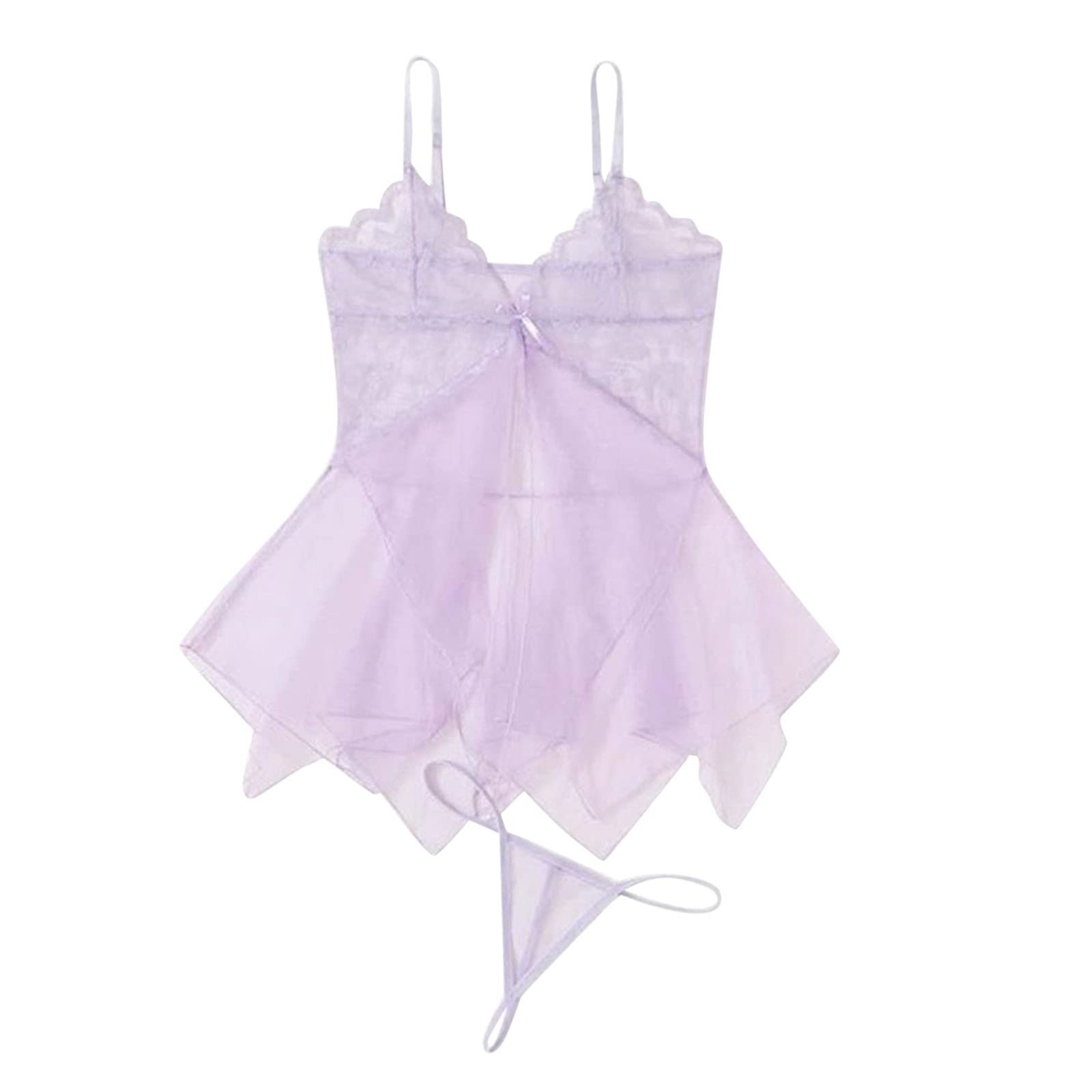 Sexy Lace Babydoll Chemise for Women - V Neck Fishnet Bodysuit Nightgown Sleepwear - Perfect for Valentine's Day, Honeymoon & Romantic Nights