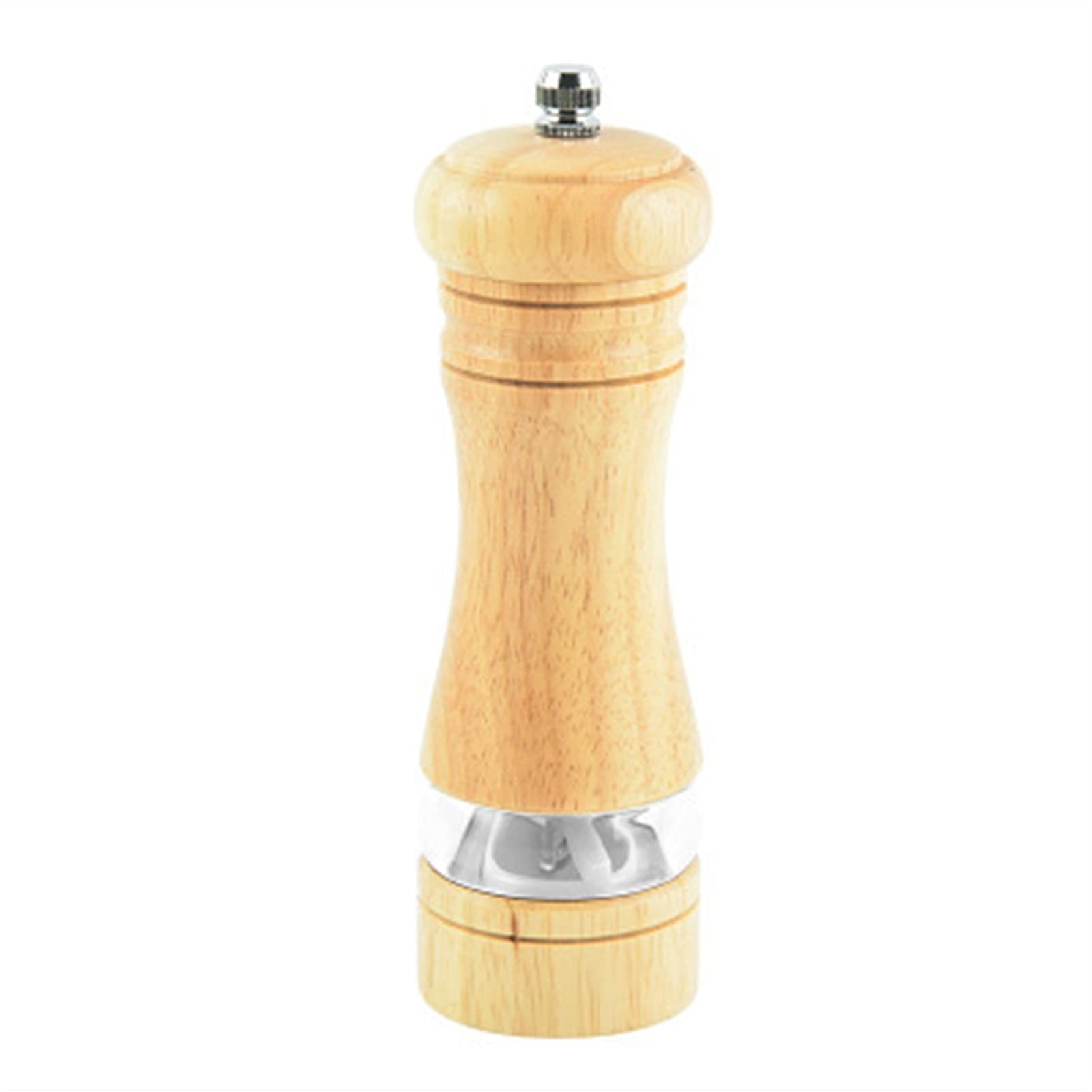 Classic Oak Wood Salt and Pepper Grinder Set - Acrylic Handheld Spice Mill with Ceramic Grinding Core - Perfect for BBQ, Kitchen & Dining Seasoning (Wood Color)