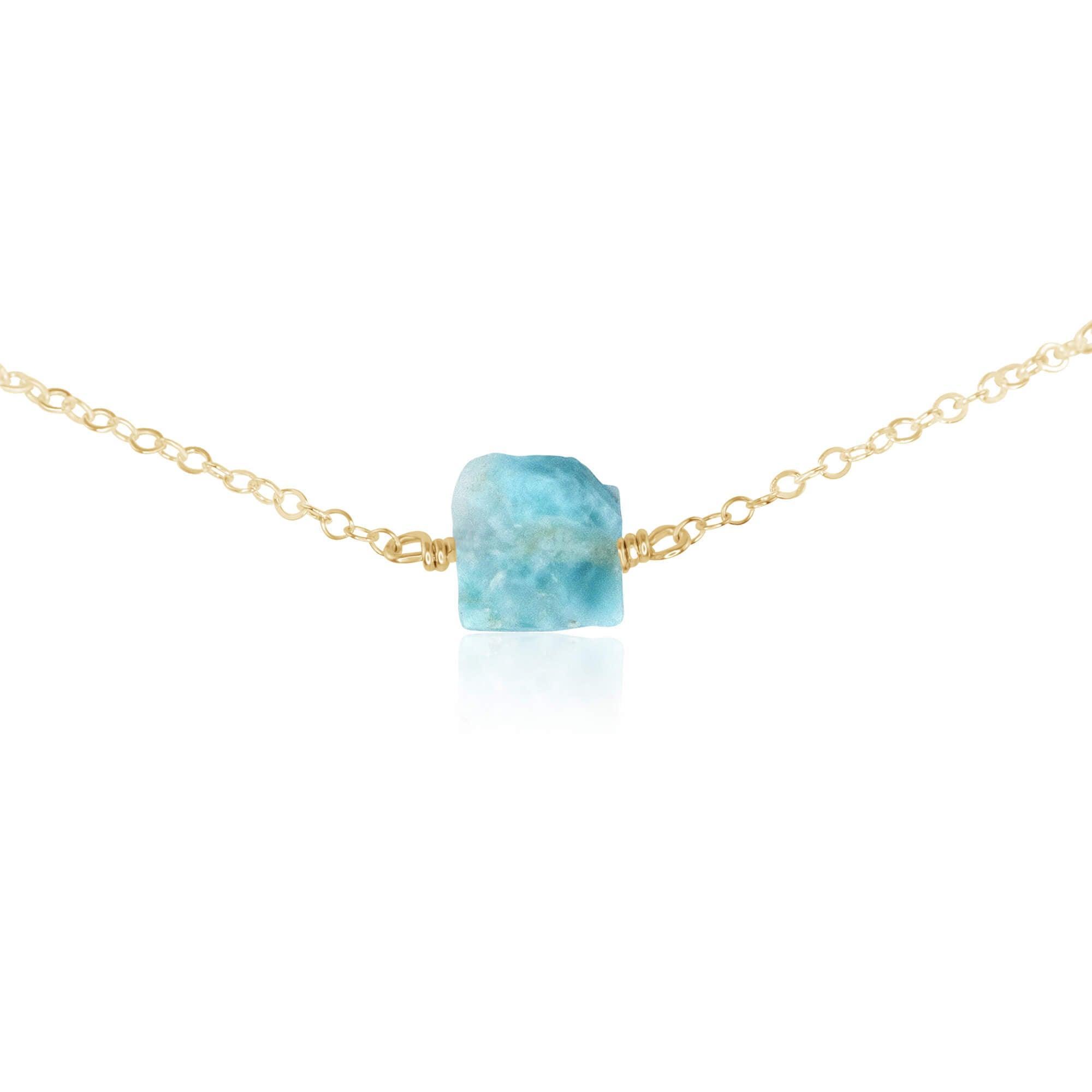 Natural Raw Larimar Crystal Nugget Choker Necklace - Handmade Blue Gemstone Jewelry for Women, Healing Stone Pendant for Spiritual Energy & Stress Relief - Perfect for Boho Fashion, Meditation & Gift Giving