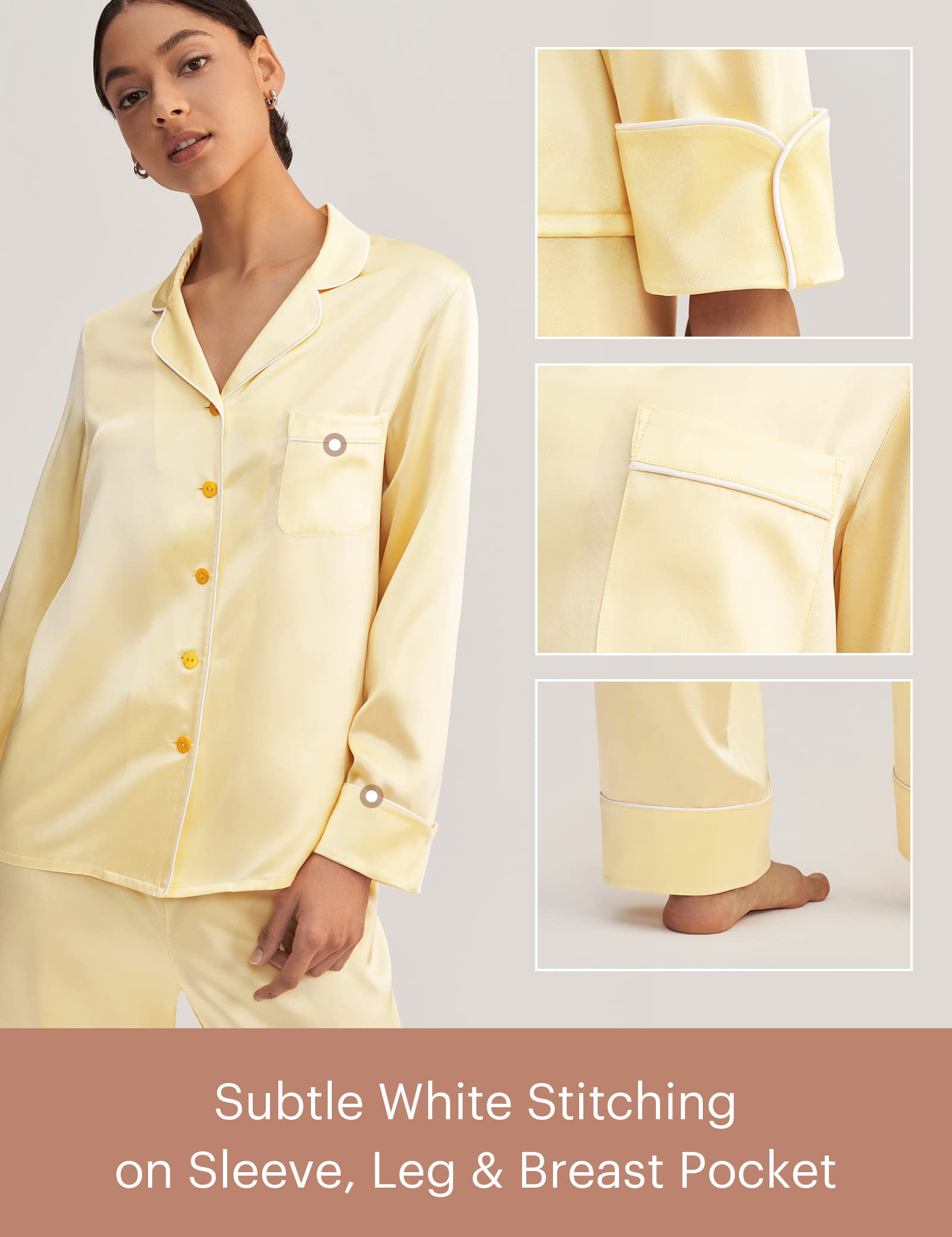 Luxury 22 Momme Natural Golden Cocoon Silk Pajama Set for Women - Soft 2-Piece Sleepwear for Comfortable Nights & Relaxing Evenings - Perfect Gift for Mother's Day & Anniversary