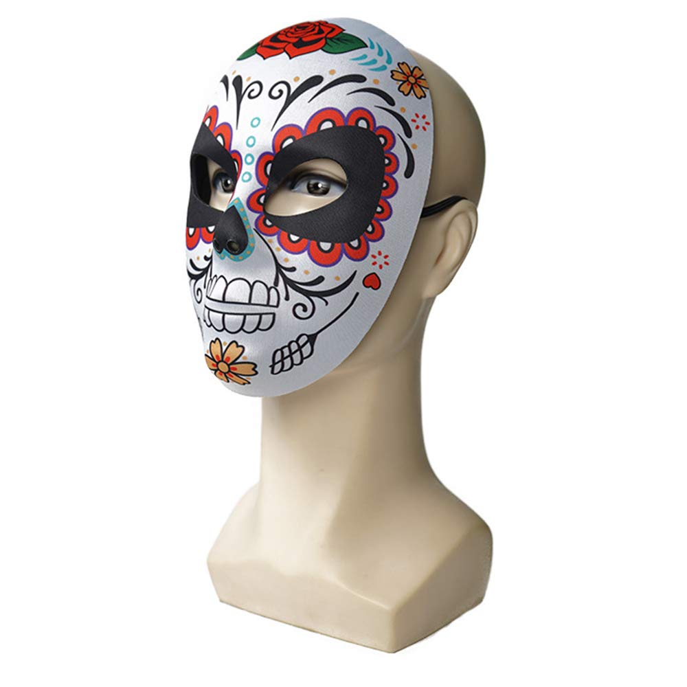 Day of The Dead Sugar Skull Mask - Mexican Halloween Costume Accessory (2-Pack) for Dia de Los Muertos Parties & Masquerade Events