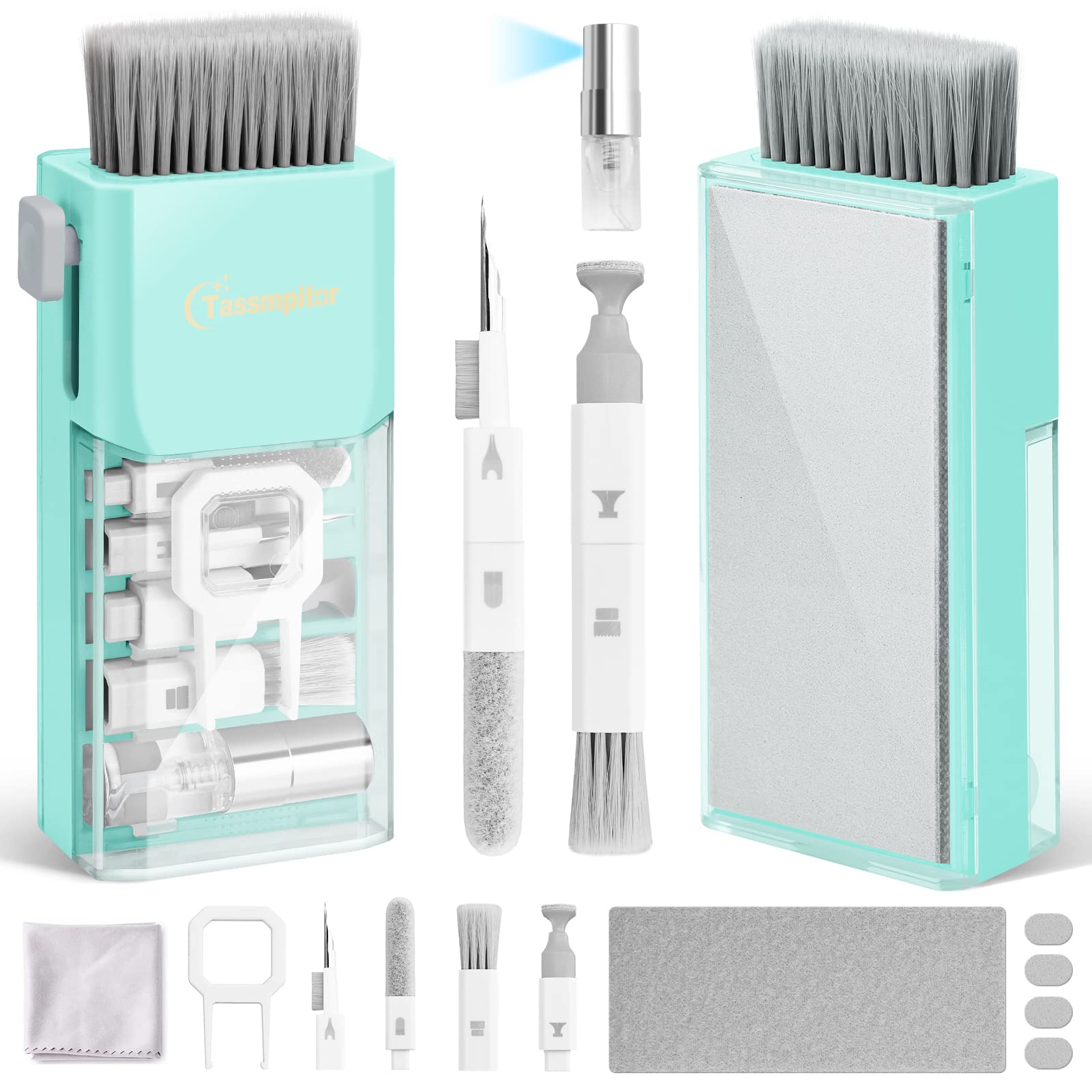 Tassmpitor Electronics Cleaning Kit - Laptop Screen & Keyboard Cleaner for MacBook, iPhone, AirPods | Brush Tool for Tablet, PC Monitor, TV & Camera Lens | Compact Design with Patent | Perfect for Home, Office & Travel Use