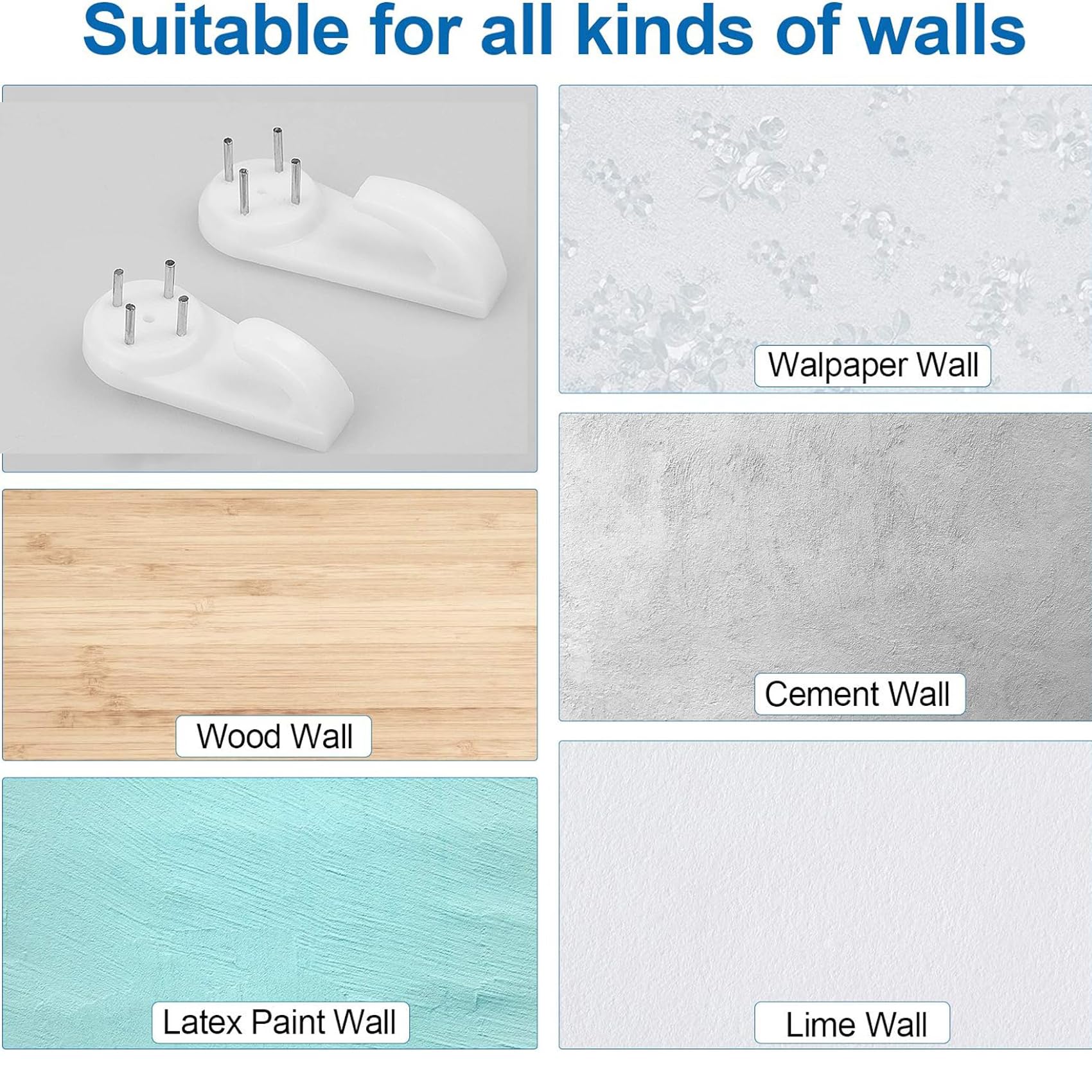 60-Piece Non-Trace Picture Hanging Kit - Damage-Free Hooks for Frames on Drywall, Plasterboard & Concrete Walls - Perfect for Home, Office & Gallery Decor