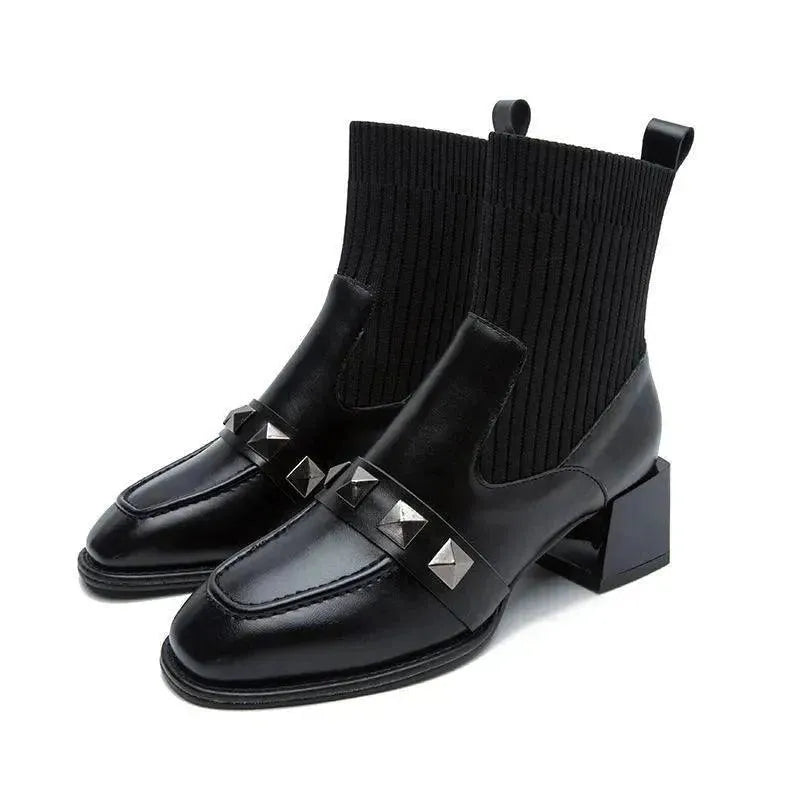 Black Women's Ankle Sock Boots - Comfortable & Stylish Boot Socks for Casual Wear, Work & Winter Outfits | Fashionable Footwear for Everyday Use