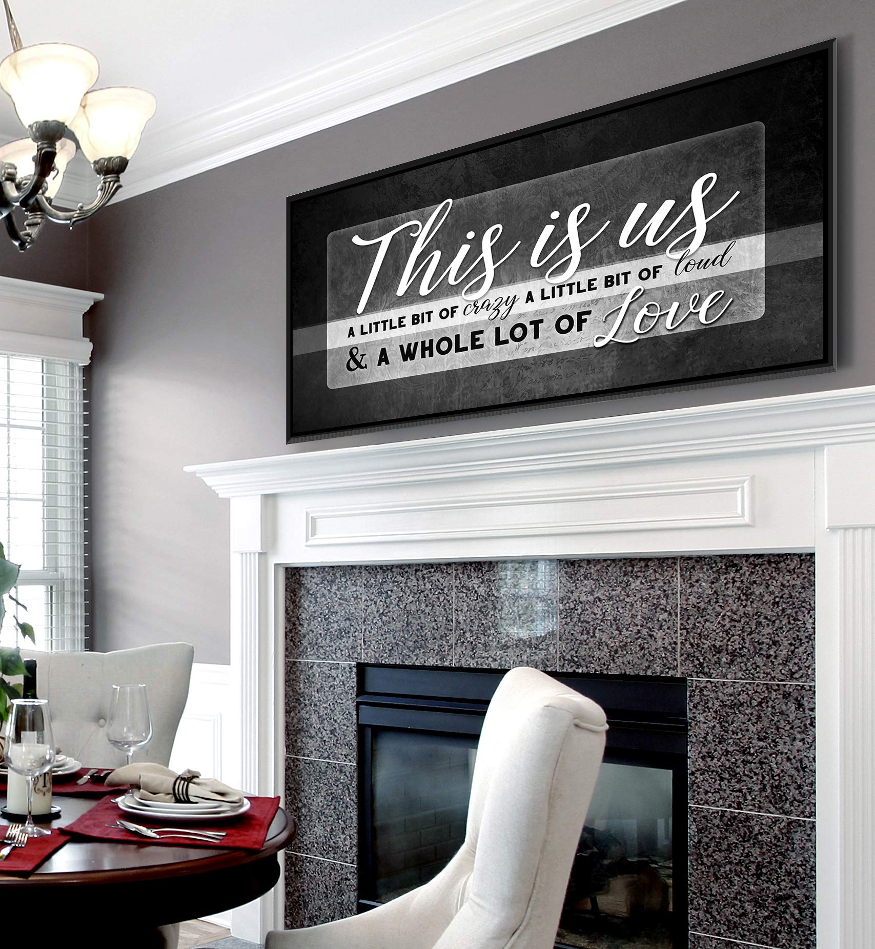 This Is Us Framed Wall Art - Large Canvas Wall Decor for Living Room, Farmhouse & Family Home - Perfect Housewarming Gift (Dark Grey, Black Floating Frame 42x19) - Ideal for Living Room, Bedroom & Entryway Decor