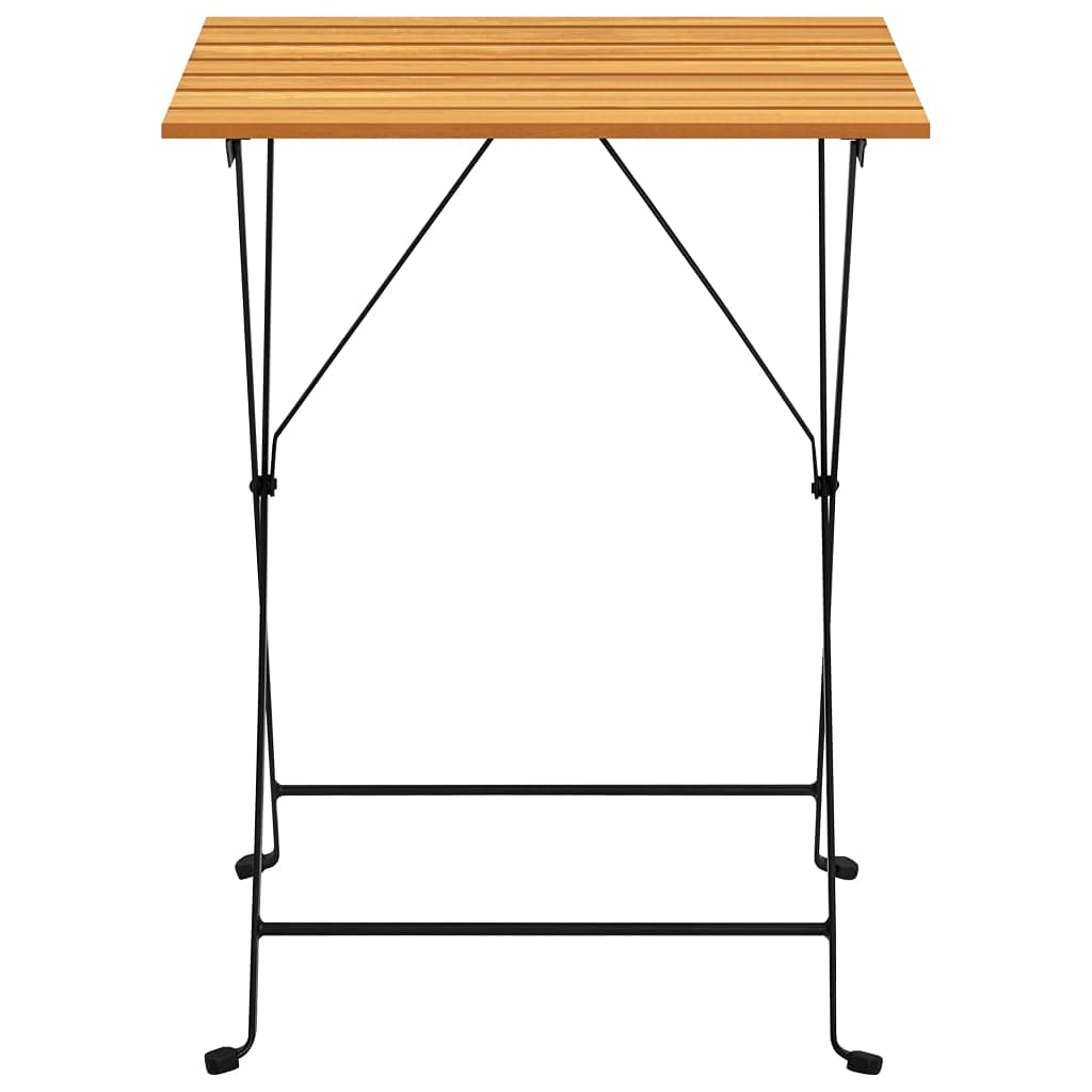 Acacia Wood Folding Bistro Table 21.7x21.3x28 Inch - Compact Outdoor Dining Table for Patio, Balcony, Garden, Poolside & Small Spaces - Fast Shipping
