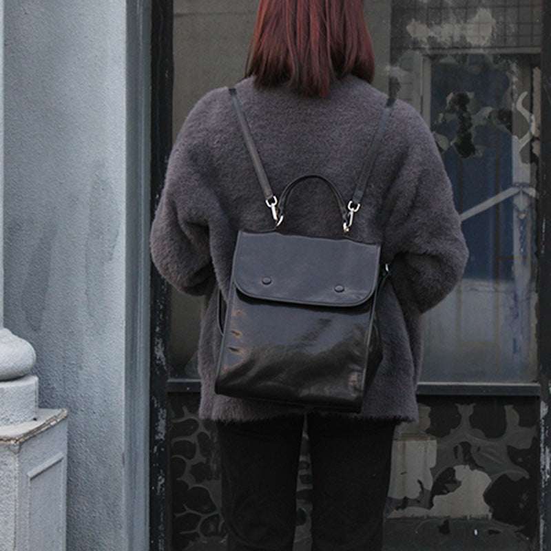 Stylish Minimalist Leather Backpack for Women & Men - Waterproof Laptop Bag for Work, Travel & School - Durable Vegan Leather Daypack with USB Charging Port