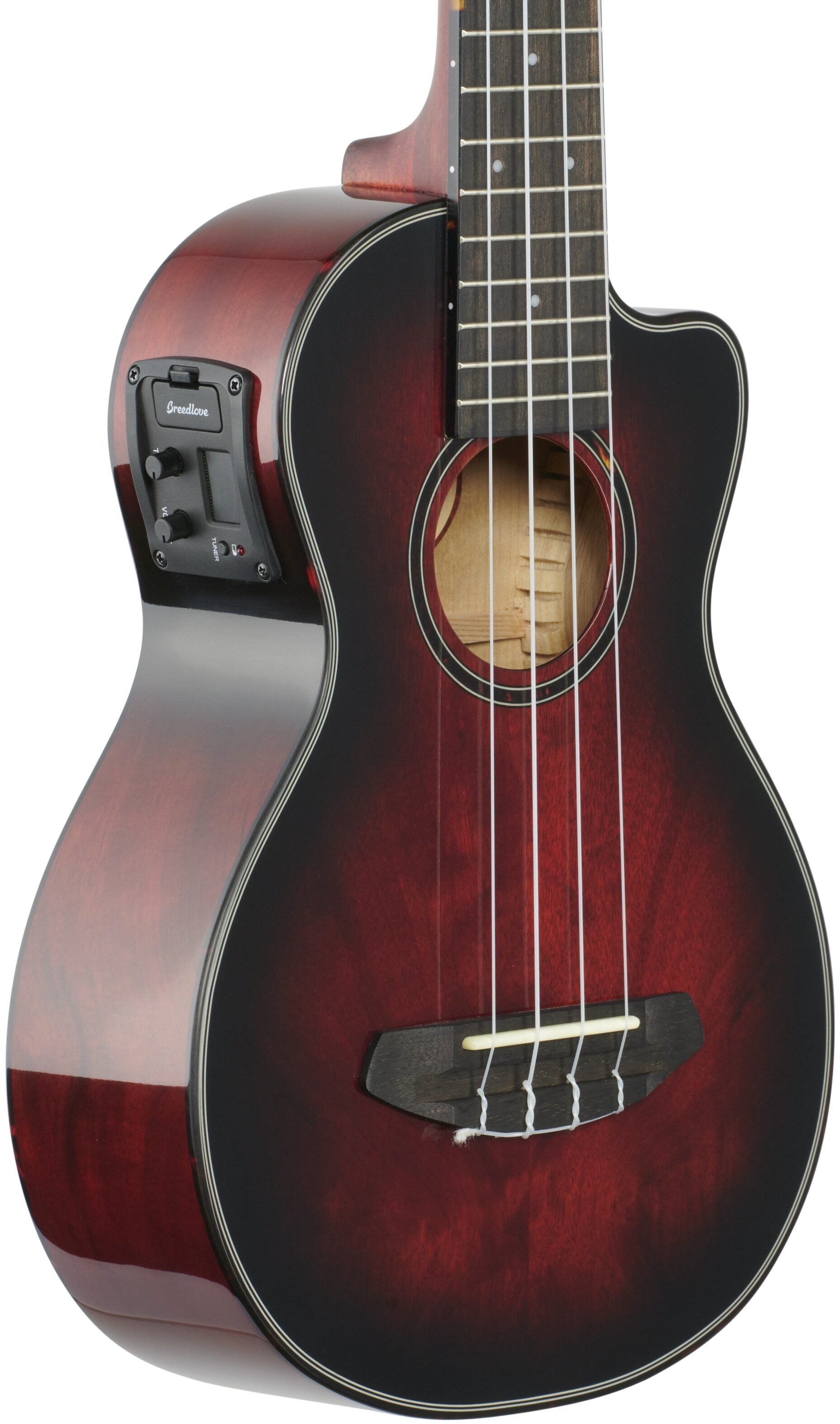 Breedlove Lu'au Concert Ukulele - Sunset Burst Finish, Myrtlewood Top & Body with Cutaway & Electronics - Perfect for Beginners, Travel & Beach Performances