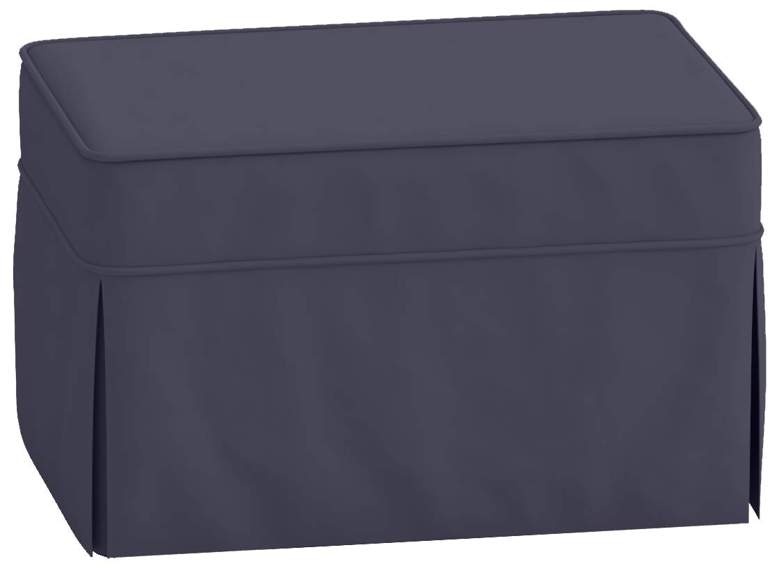 Premium Cotton Ottoman Slipcover Replacement for Pottery Barn PB Basic Ottoman - Dense Fabric Footstool Cover in Dark Gray | Perfect for Living Room, Bedroom & Home Decor