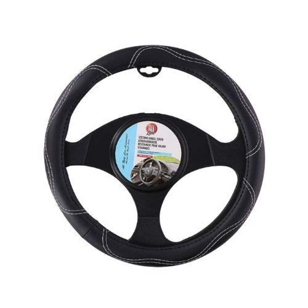 Premium Black Leather-Look Steering Wheel Cover (37-39cm) - Non-Slip Grip, Universal Fit for Cars, Trucks & SUVs - Enhance Driving Comfort & Protect Your Wheel from Wear