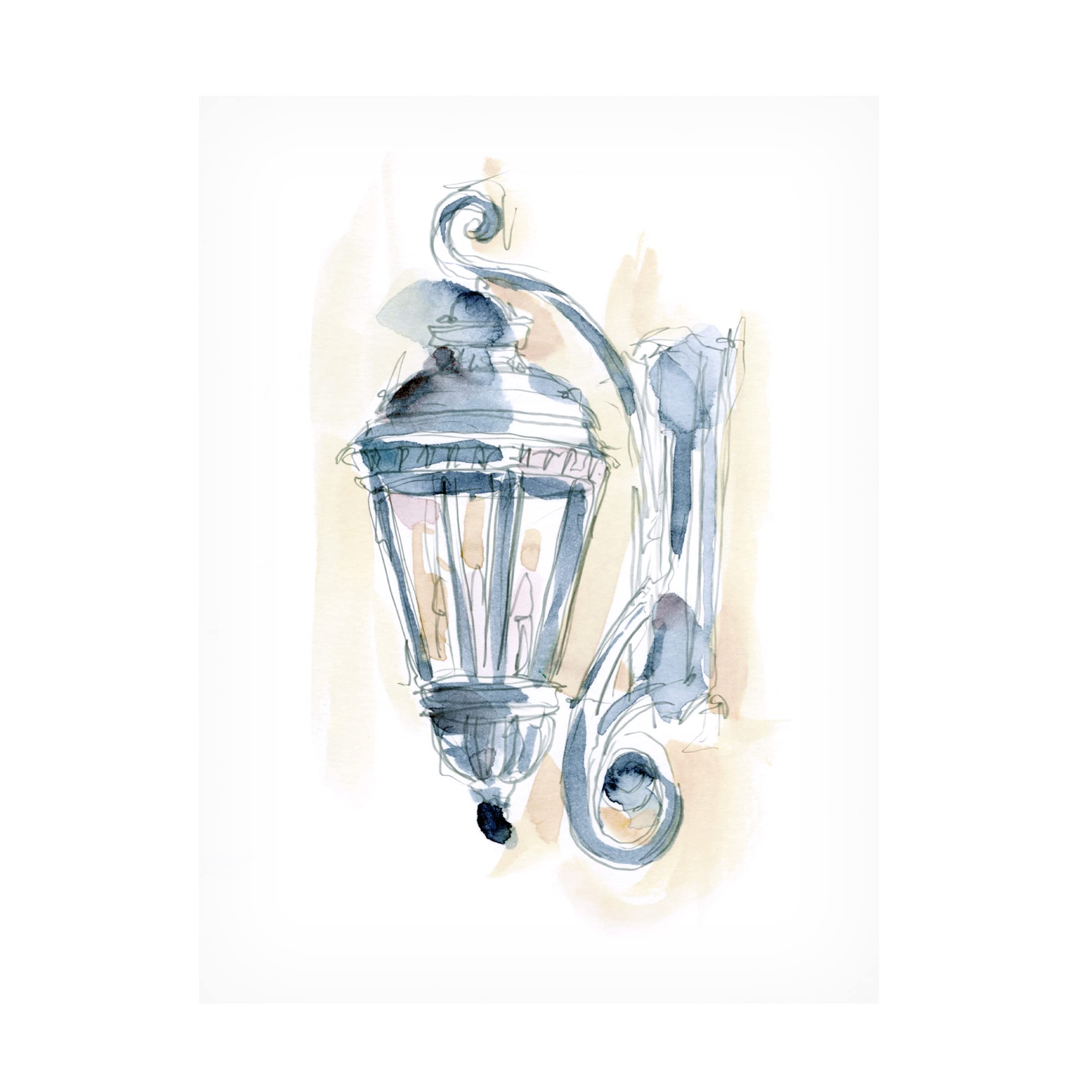 Ethan Harper Watercolor Street Lamp II Canvas Art Print - Modern Wall Decor for Living Room, Bedroom & Office - Trademark Fine Art