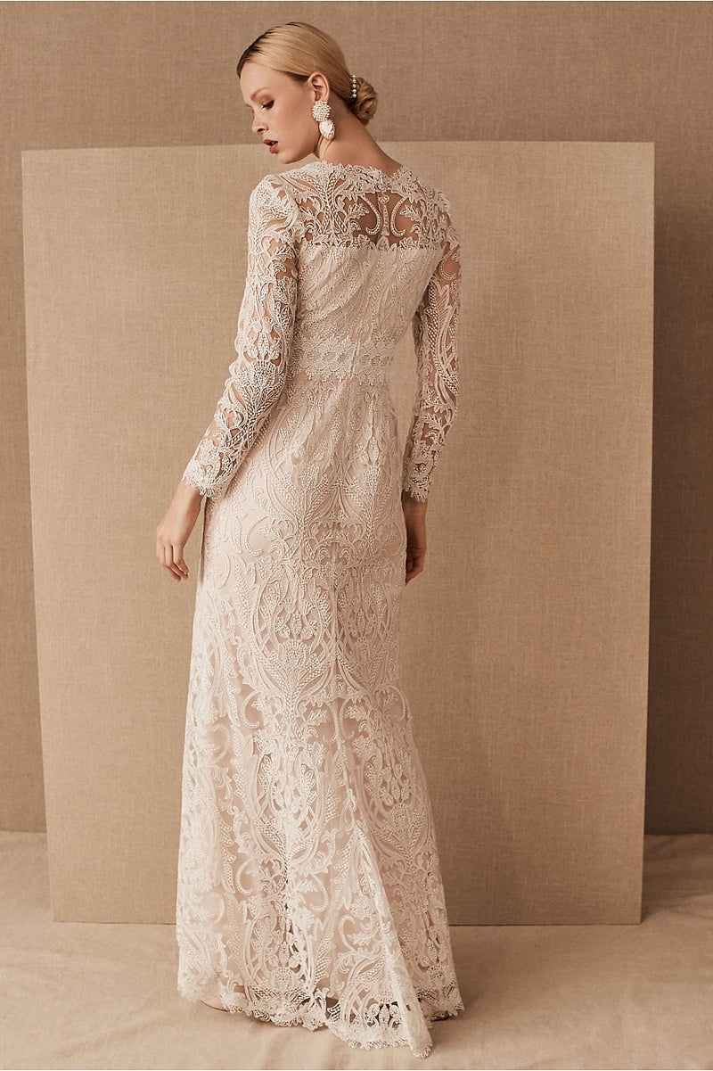 BHLDN Tadashi Shoji Didion Wedding Gown - Elegant Lace Bridal Dress for Beach, Garden & Formal Ceremonies