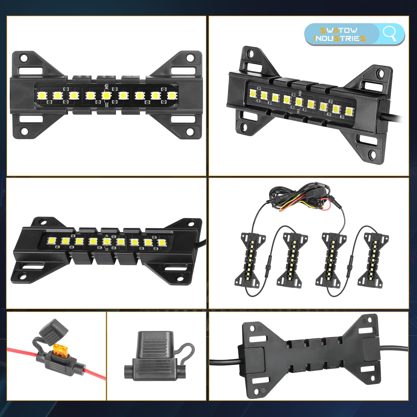 4 Pods LED Truck Bed Lights with Switch - Waterproof Rear Cargo Lighting Kit for Pickup Trucks (F150, Toyota, Chevy, Ram, GMC) & Vans/RV - White | Durable Bed Lighting for Night Loading & Outdoor Adventures