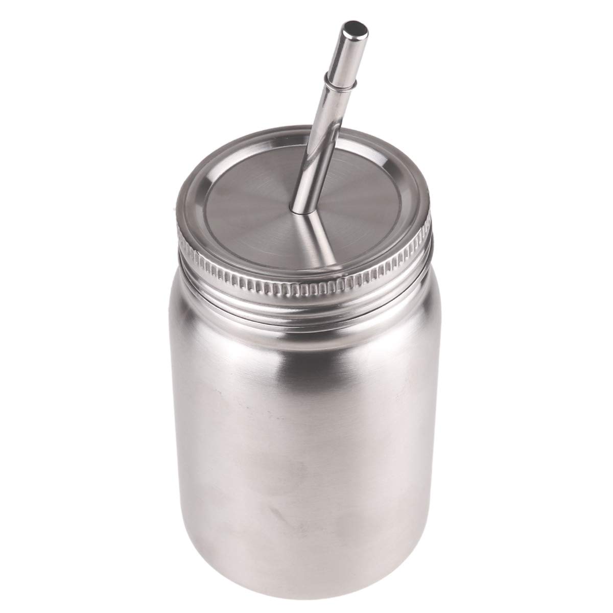 YiZYiF Stainless Steel Mason Jar Cups with Lids & Straws - 700ml Unbreakable Water Tumbler for Kids & Adults - Dishwasher Safe, Single-Wall, Silver - Perfect for Home, Office, School & Outdoor Activities