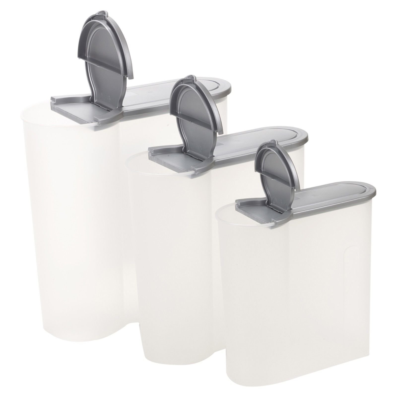 Easygift 3-Piece Cereal Dispenser Set for Dry Food Storage - Airtight Kitchen Organizer for Cereal, Rice, Pasta & Snacks (Grey) - Perfect for Pantry, Countertop & Bulk Food Organization