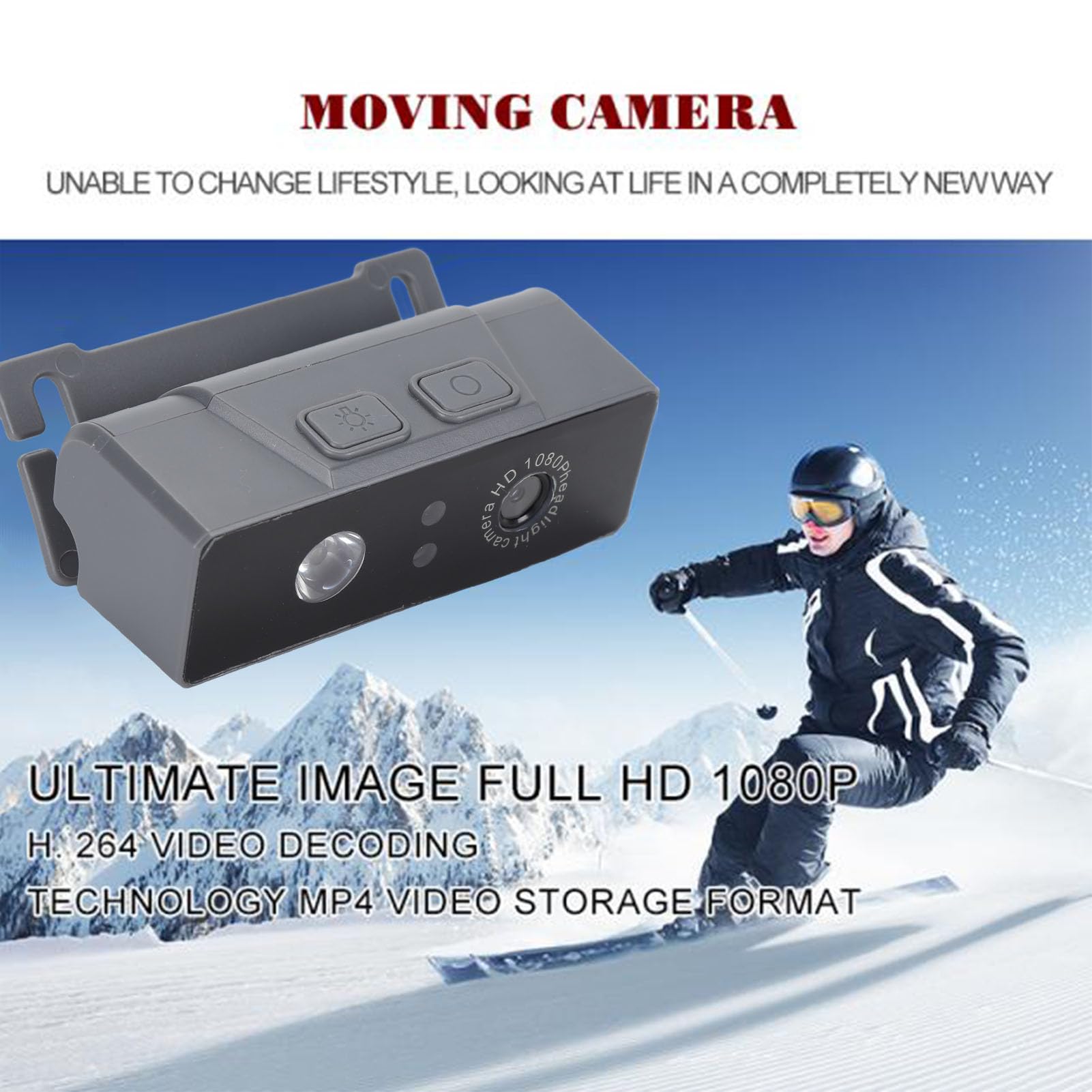 Annadue 1080P Wearable Head Mounted Action Camera with Gesture Control & Adjustable Angle - 1800mAh Battery Sports Camera for Vlogging, Cycling, Skiing, Hiking & Outdoor Adventures (Gray)