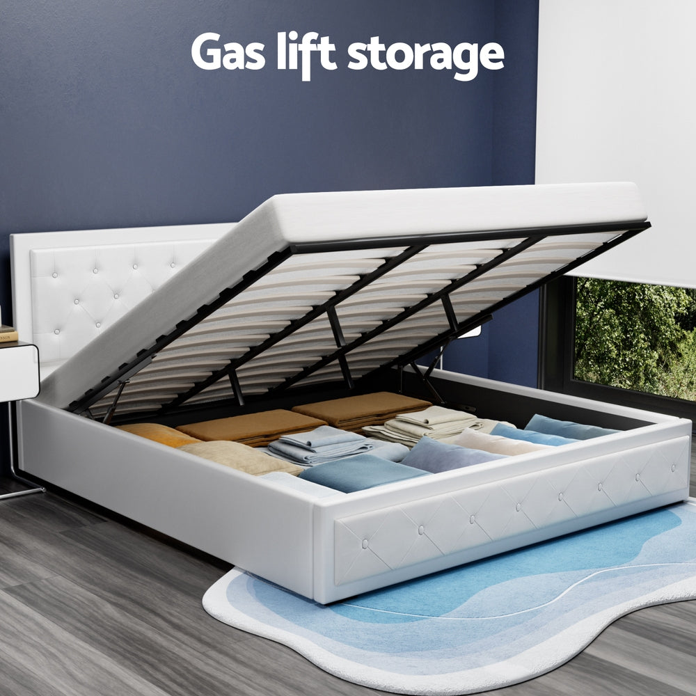 Bronte King Size Storage Bed Frame in White - Perfect for Small Bedrooms & Maximizing Space