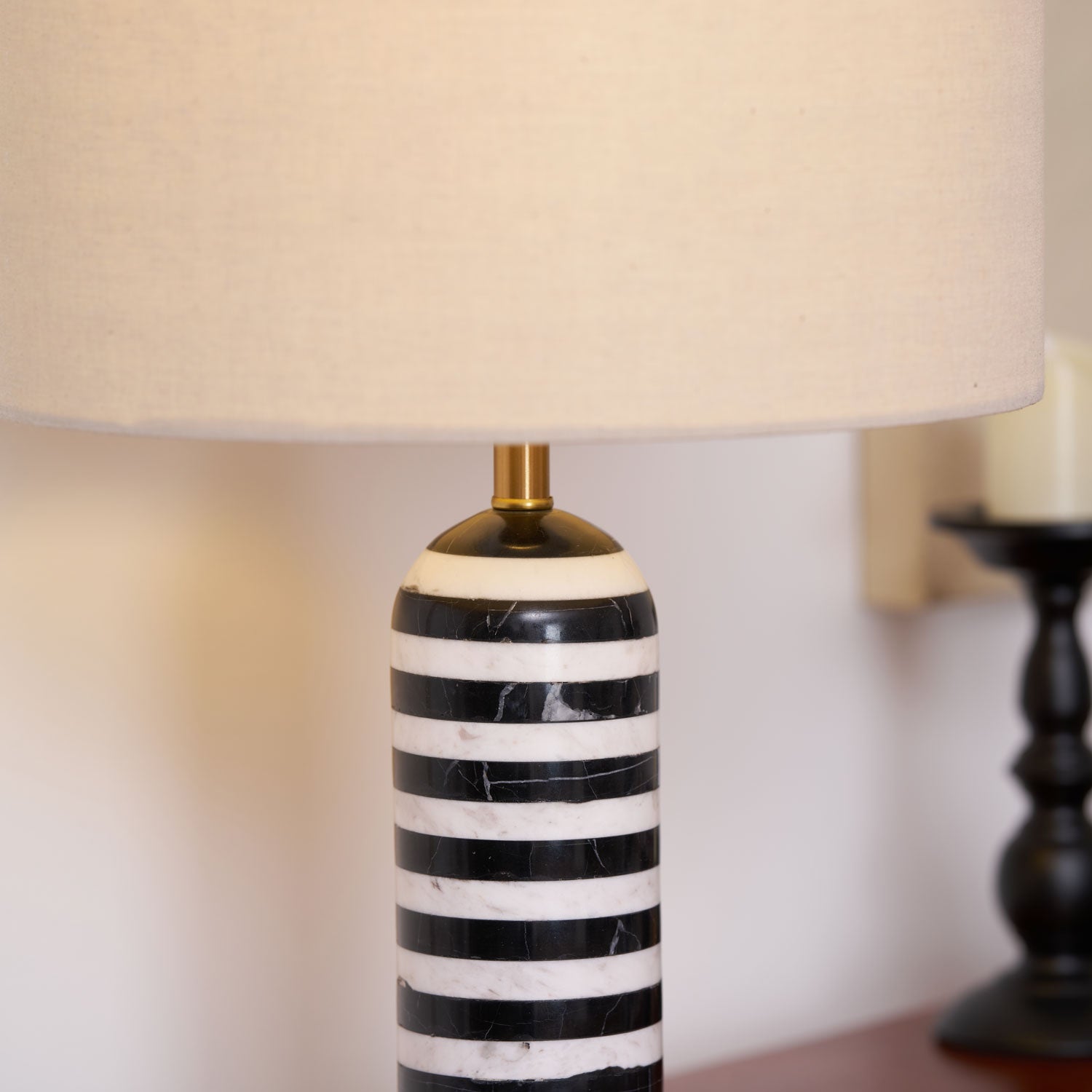 Elegant Tuxedo Marble Table Lamp - Modern Home & Office Decor Lighting for Bedroom, Living Room, Study - Dimmable LED Desk Lamp with USB Port